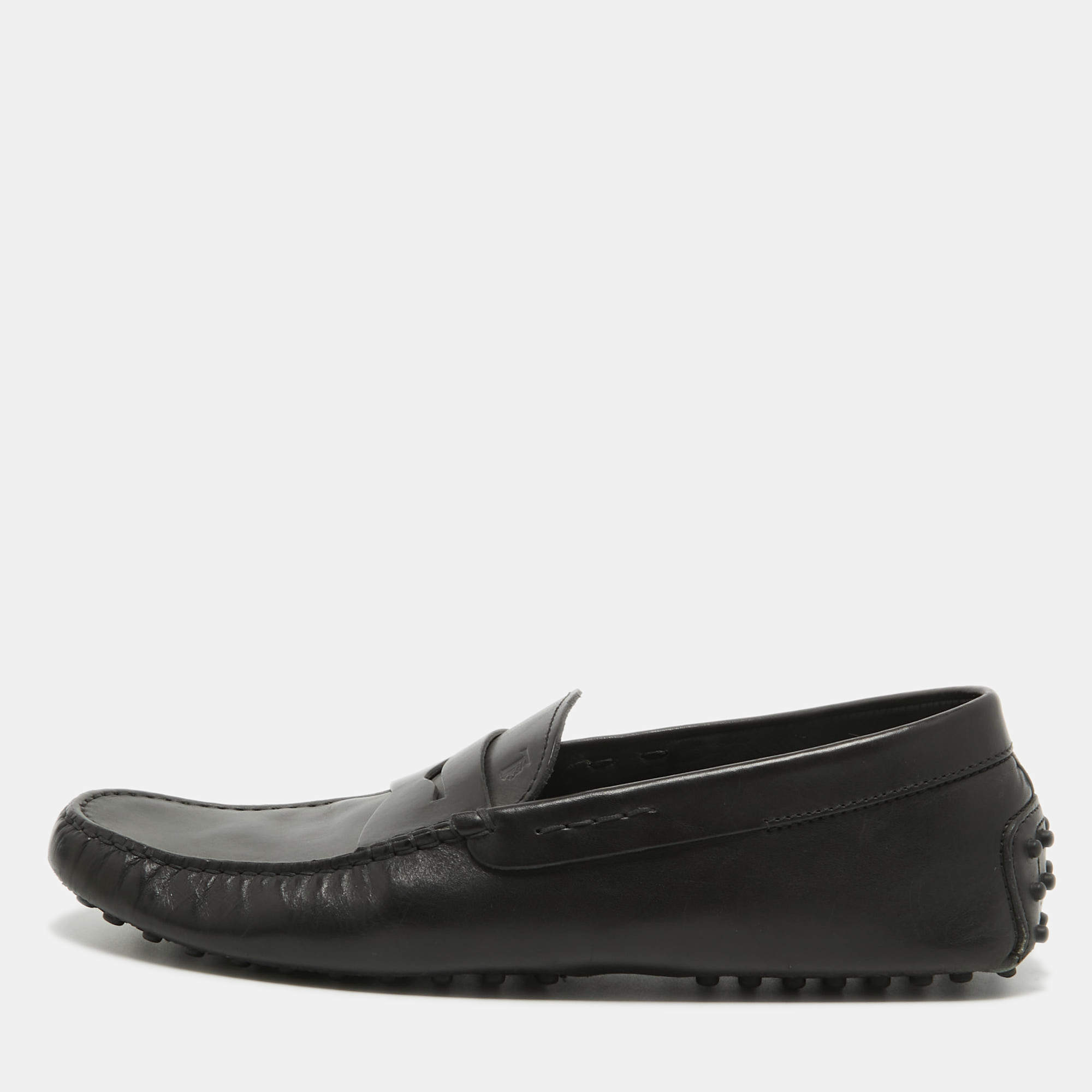 Tod's Black Leather Penny Loafers Size 44.5