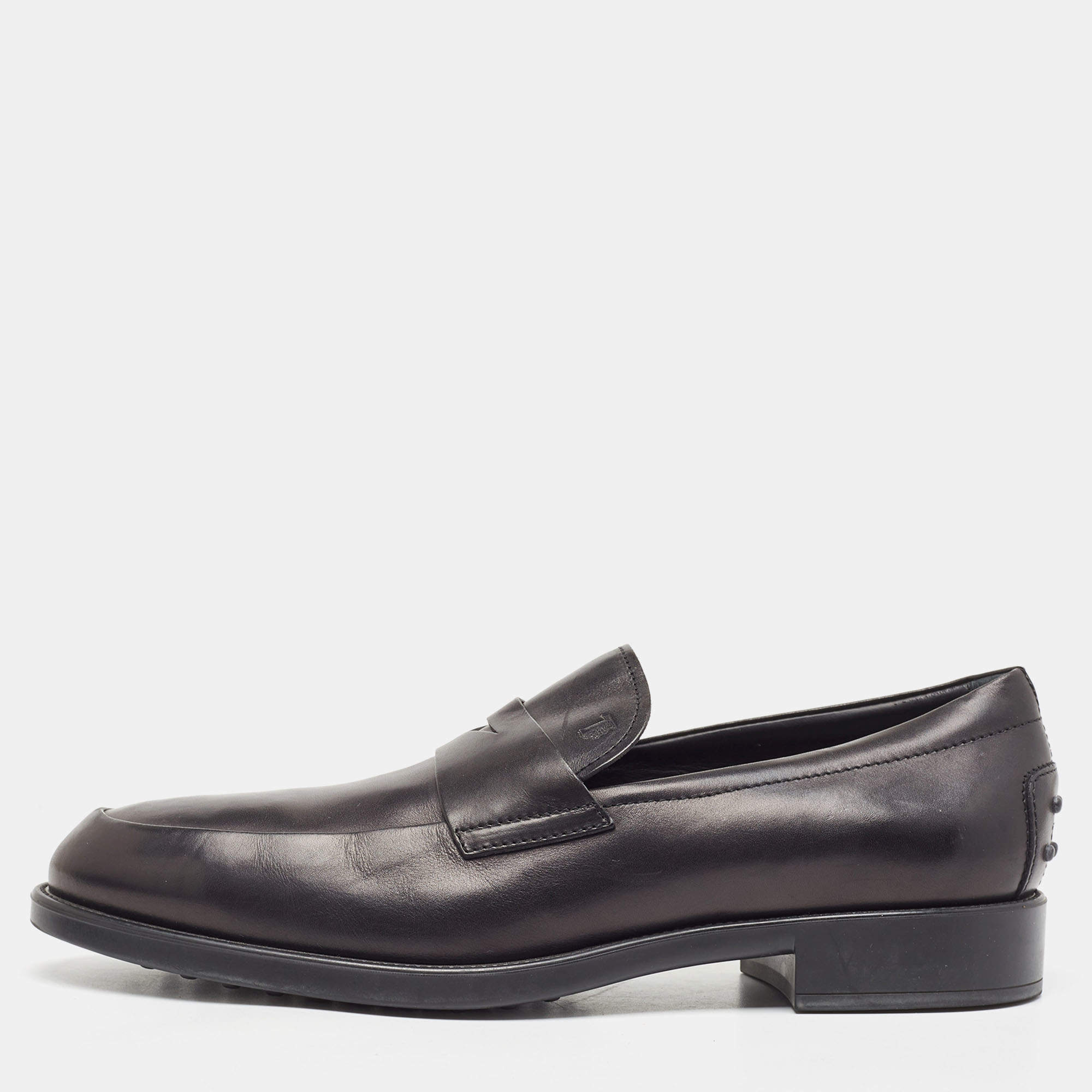 Tod's Black Leather Slip On Loafers Size 44