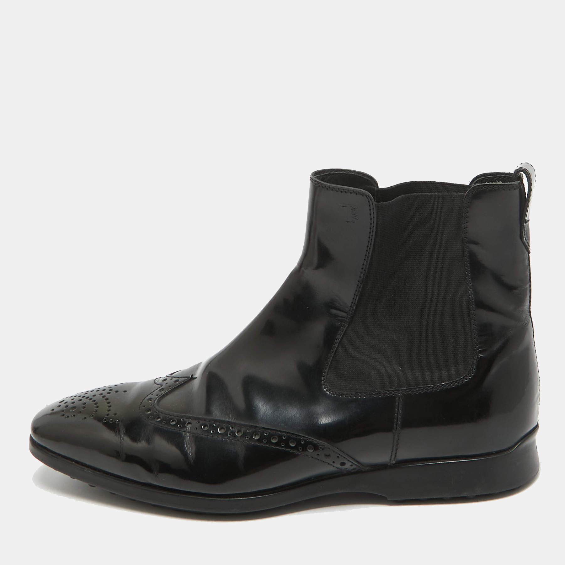 Black patent brogue chelsea boots online