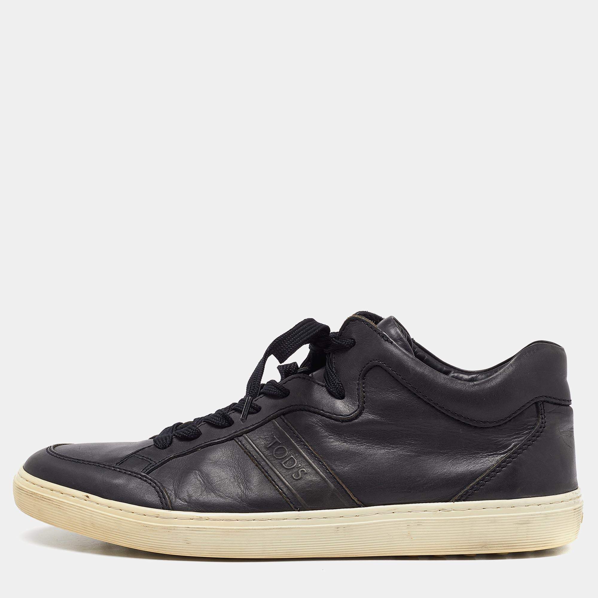 Tod's Midnight Blue Leather Low Top Sneakers Size 42.5