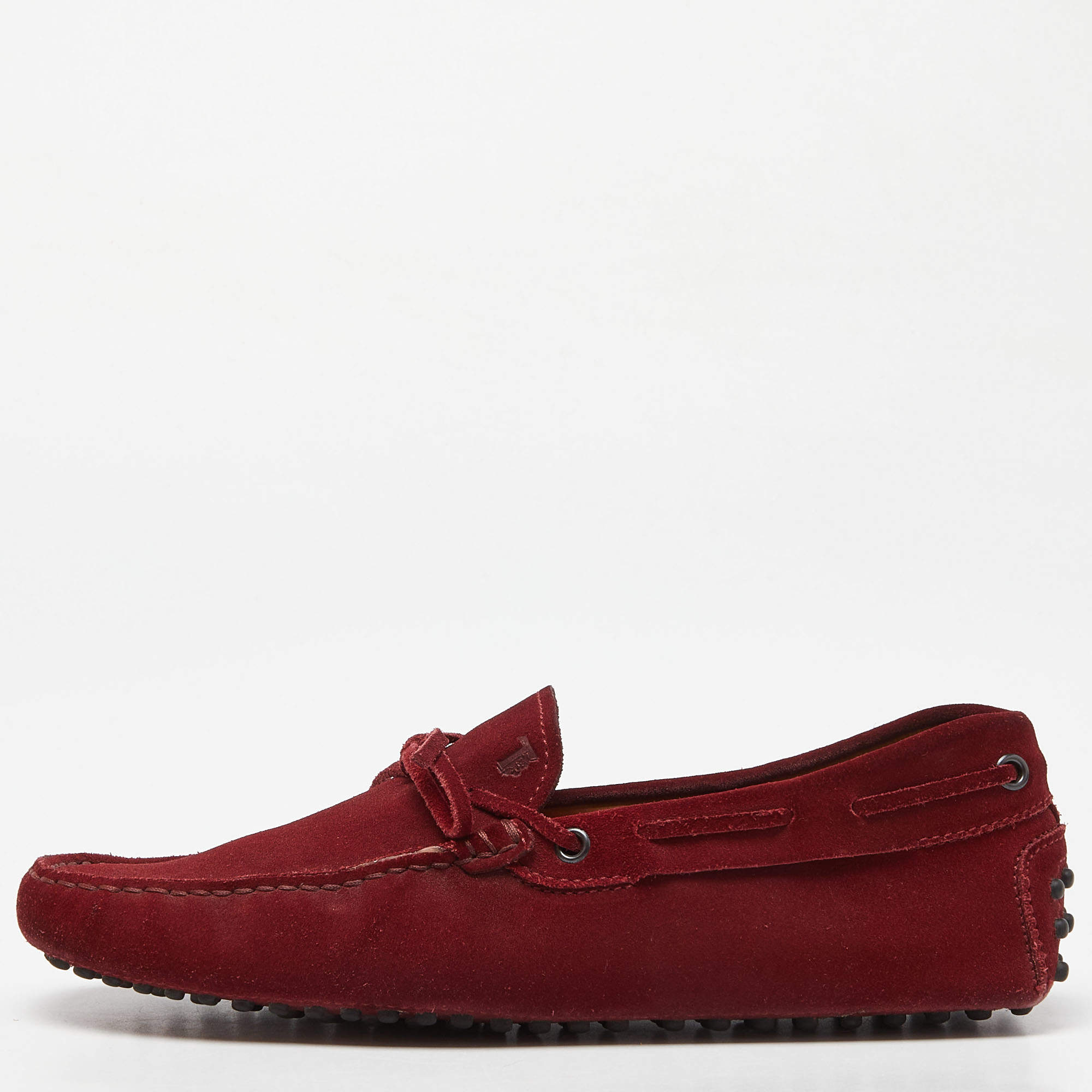 Pre Owned Tod's Red Suede Gommino Slip On Loafers Size 41
