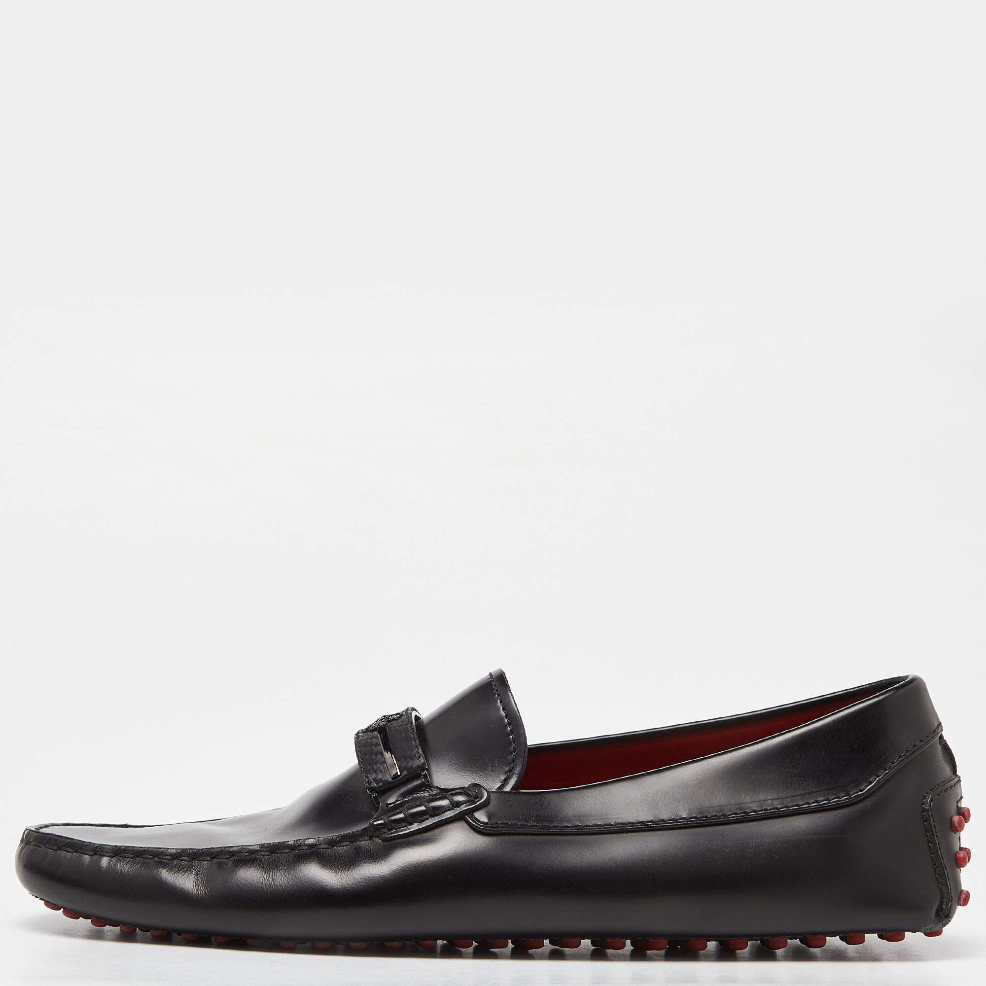 Tod's For Ferrari Black Leather Slip On Loafers Size 39.5