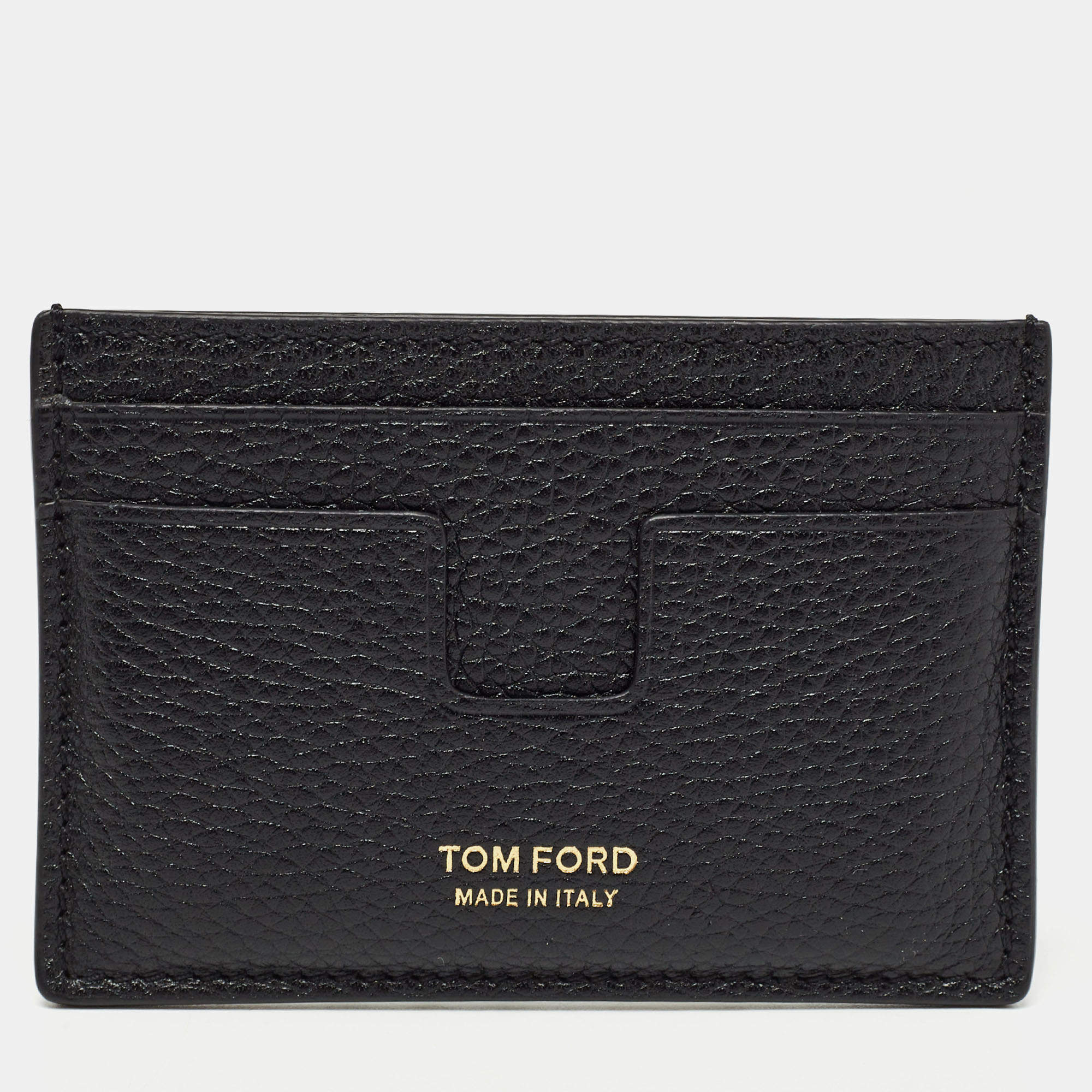 Tom Ford Black Leather T-Line Card Holder