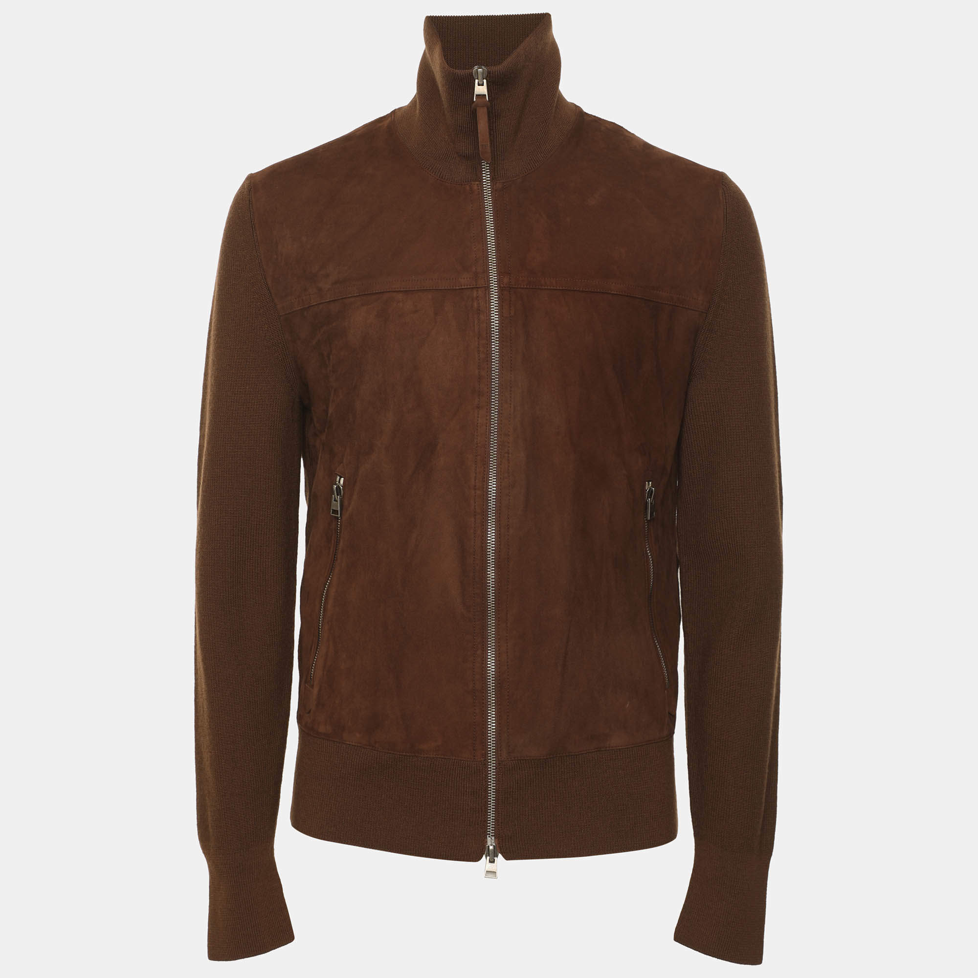 Pre Owned Tom Ford Brown Suede and Knit Jacket S