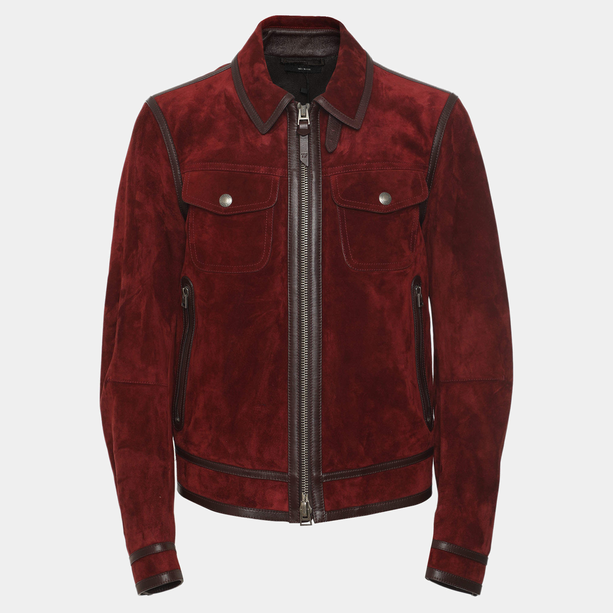Pre Owned Tom Ford Burgundy Suede Jacket S