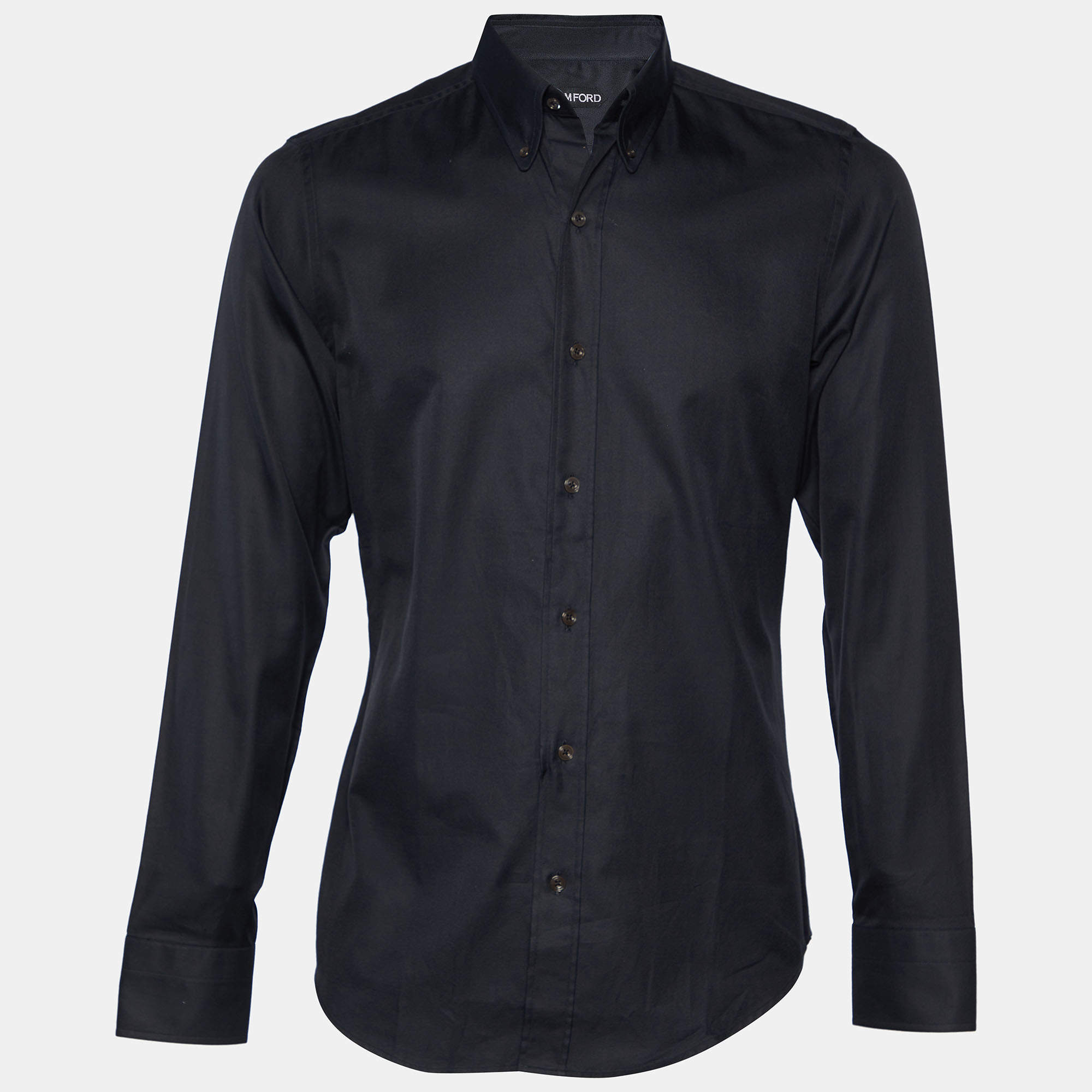 Tom Ford Black Cotton Button Front Shirt M