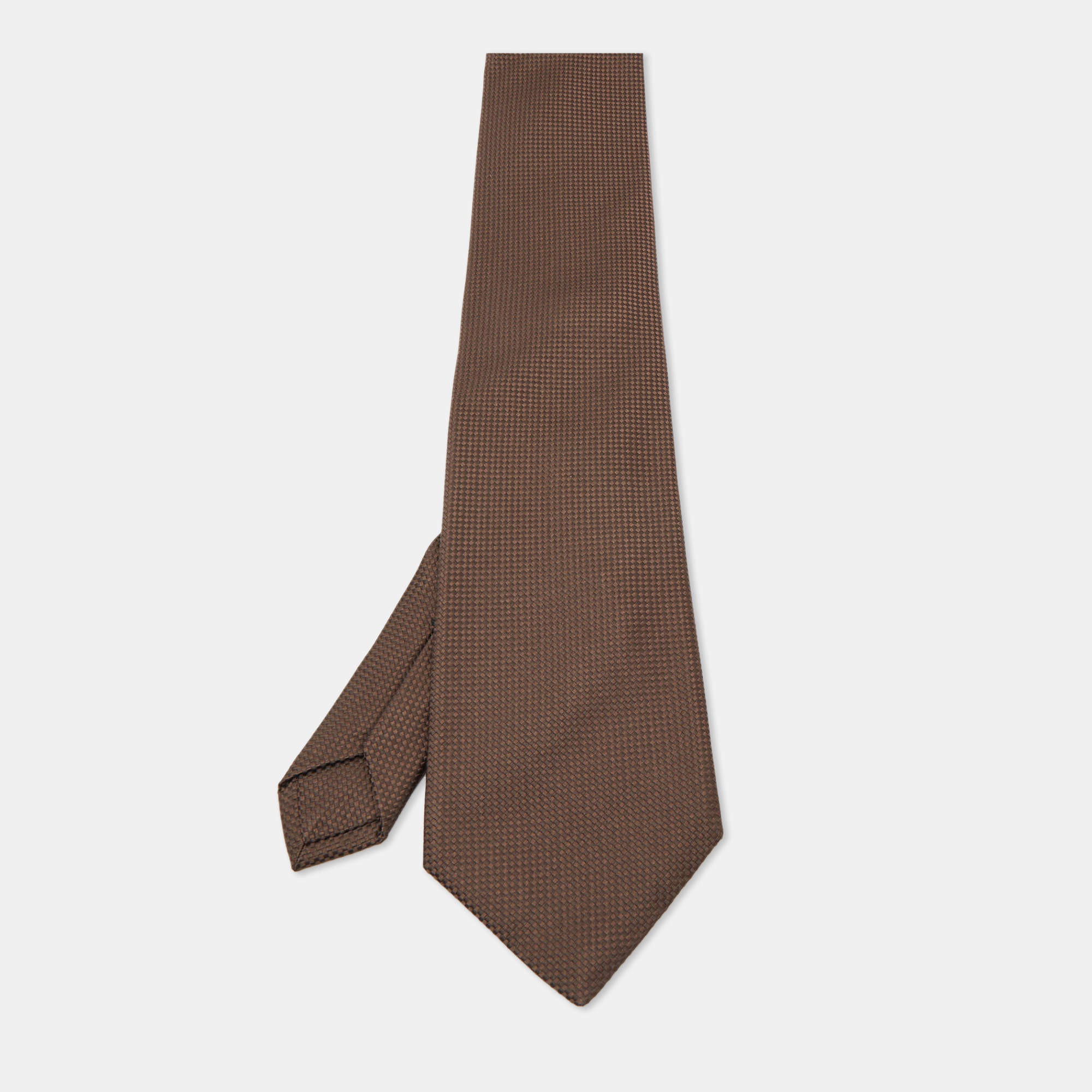 Tom Ford Brown Bucket Weave Silk Traditional Tie