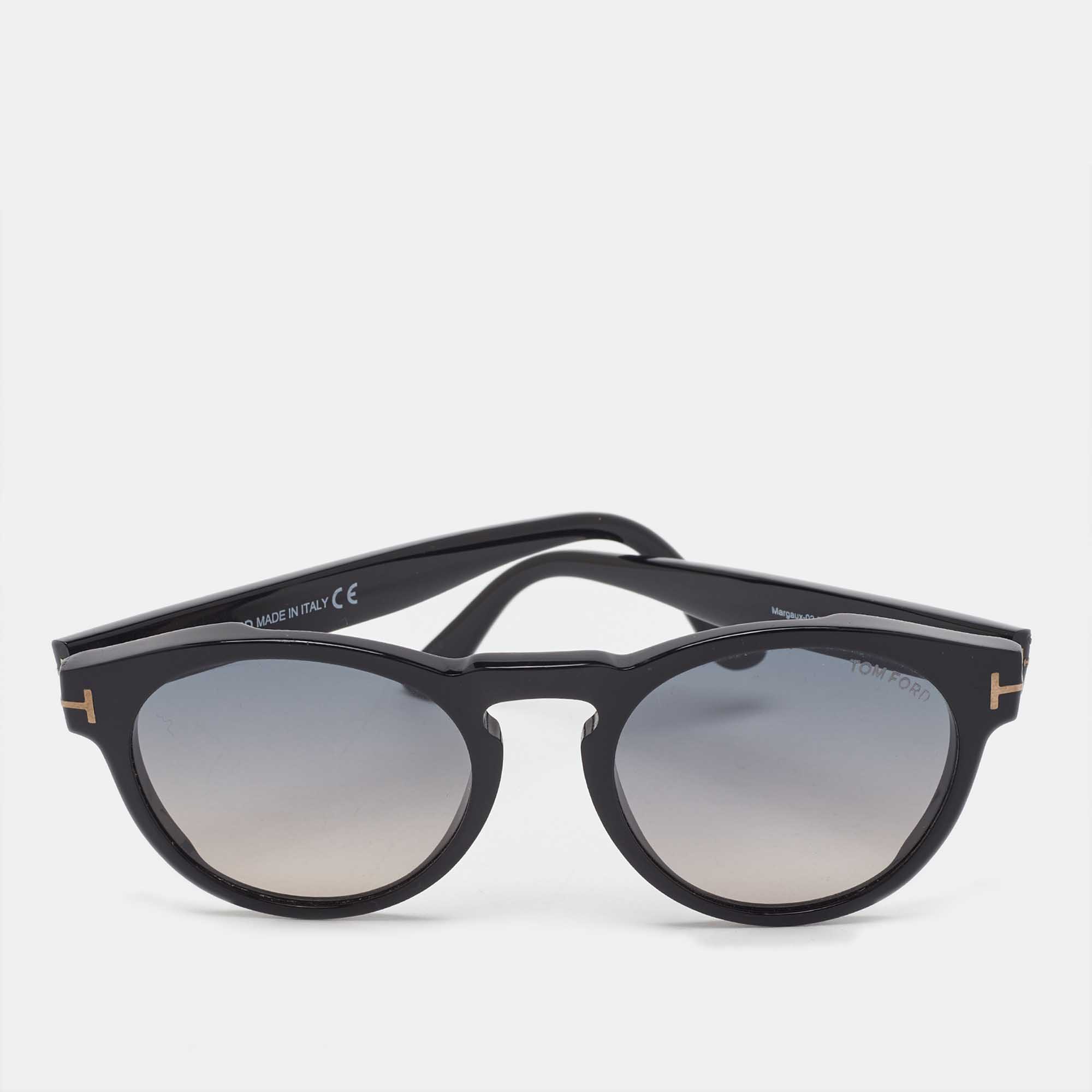 Pre Owned Tom Ford Black Gradient TF615 Margaux 02 Round Sunglasses