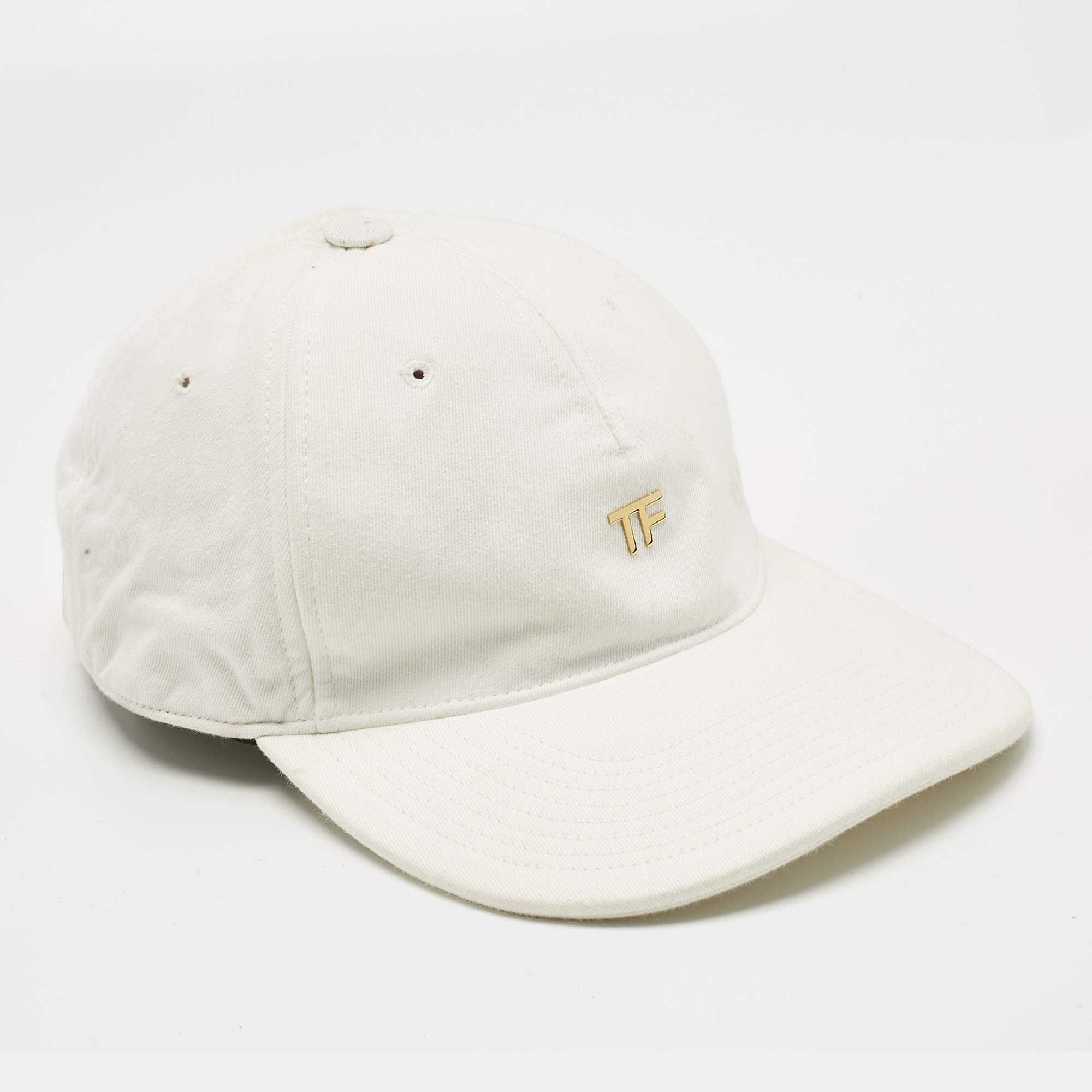 Pre Owned Tom Ford  White Logo Canvas Baseball Cap Onesize