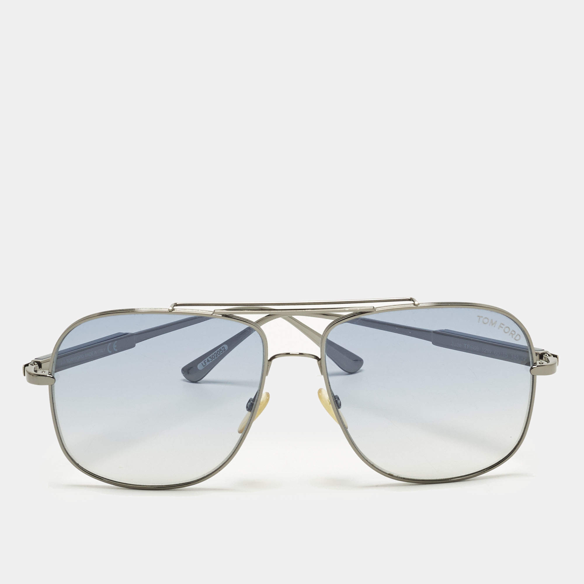 Pre Owned Tom Ford Blue Gradient TF669 Jude Aviator Sunglasses