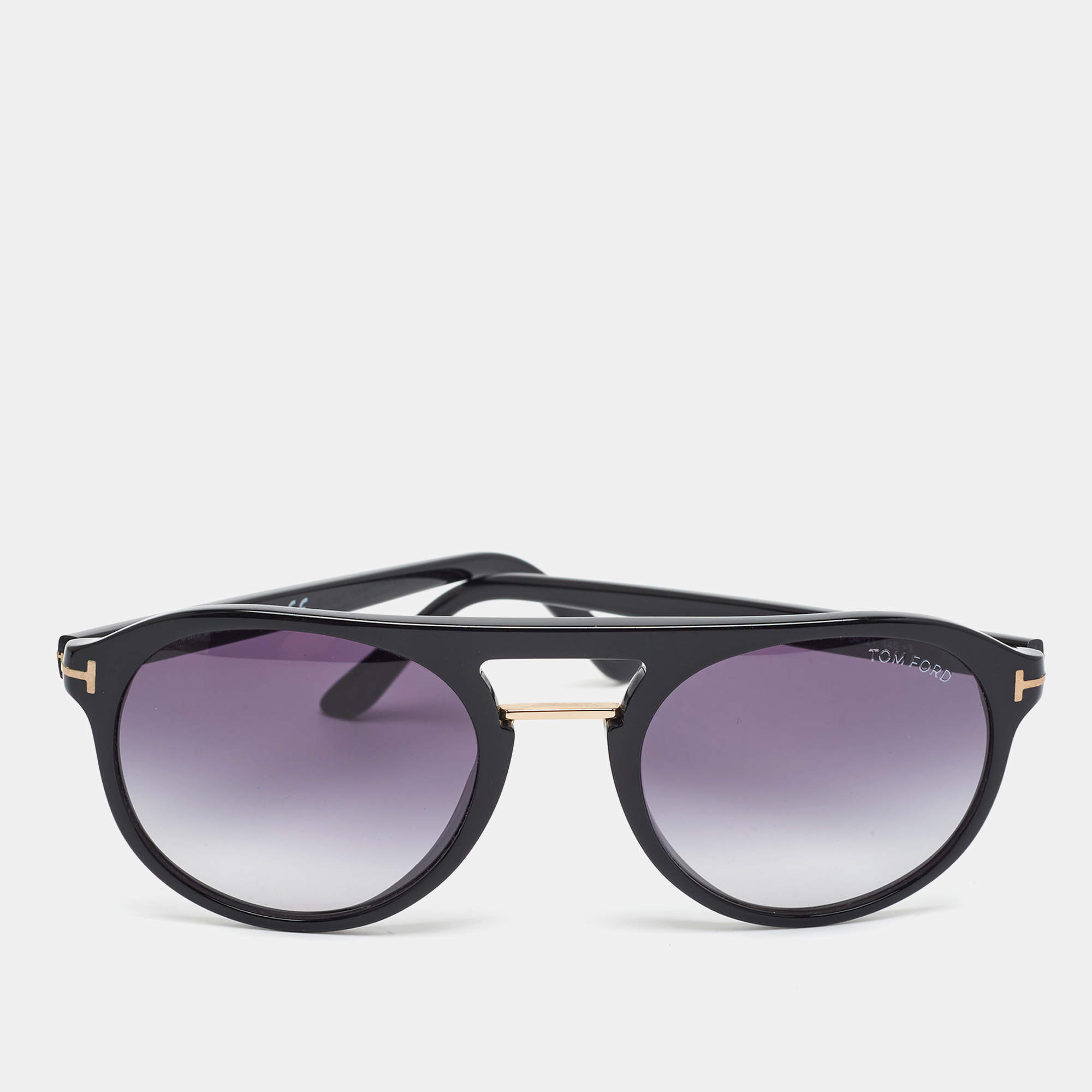 Pre Owned Tom Ford Black Gradient Ivan 02 TF675 Round Sunglasses