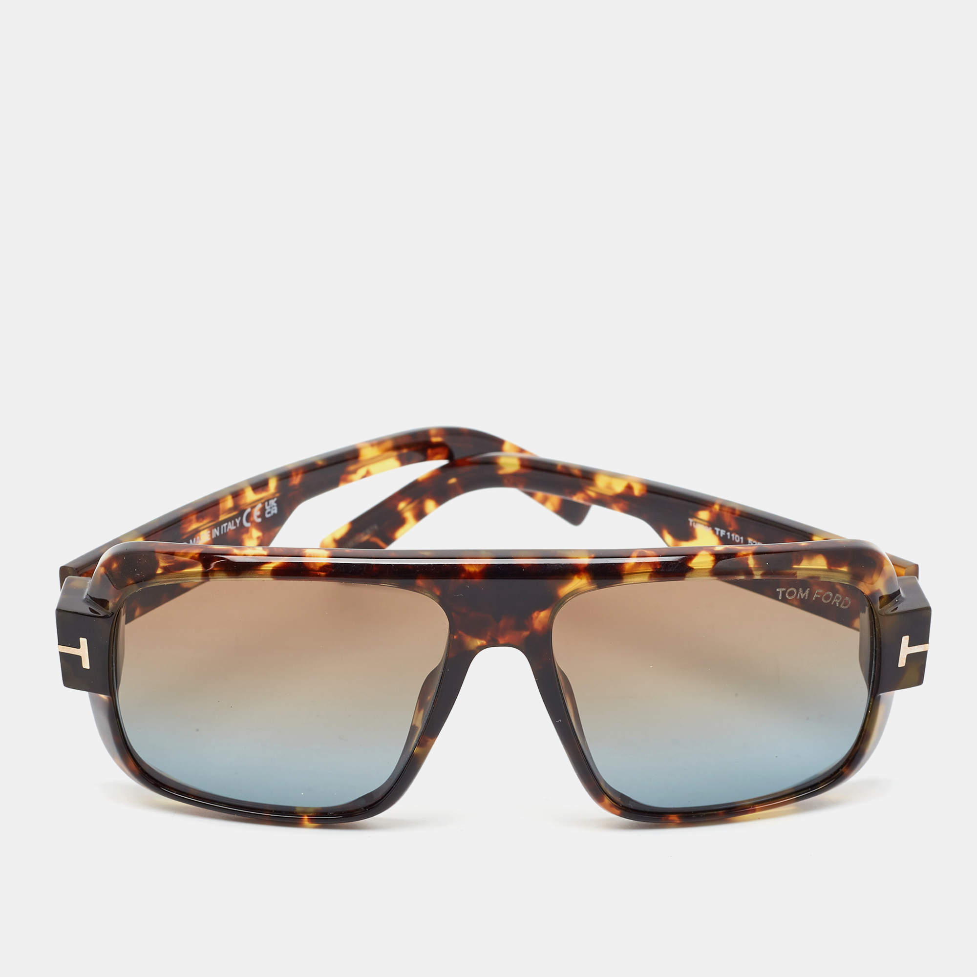 Pre Owned Tom Ford Tortoise Brown Gradient Turner TF1101 Square Sunglasses