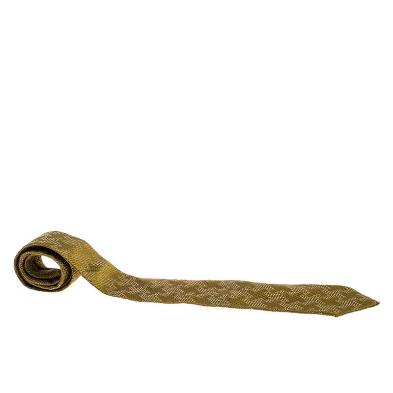 Pre Owned Tom Ford Pear Green Silk Jacquard Traditional Tie