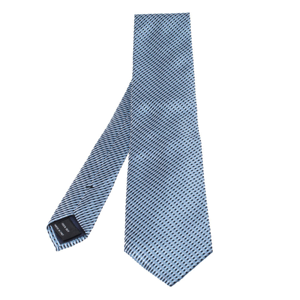 Pre Owned ربطة عنق توم فورد حرير مزين ميتاليك أزرق باهت