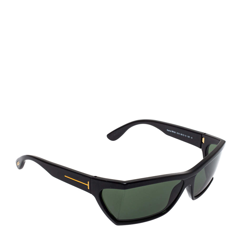 Pre Owned Tom Ford Black / Green TF401 Sasha Rectangular Sunglasses