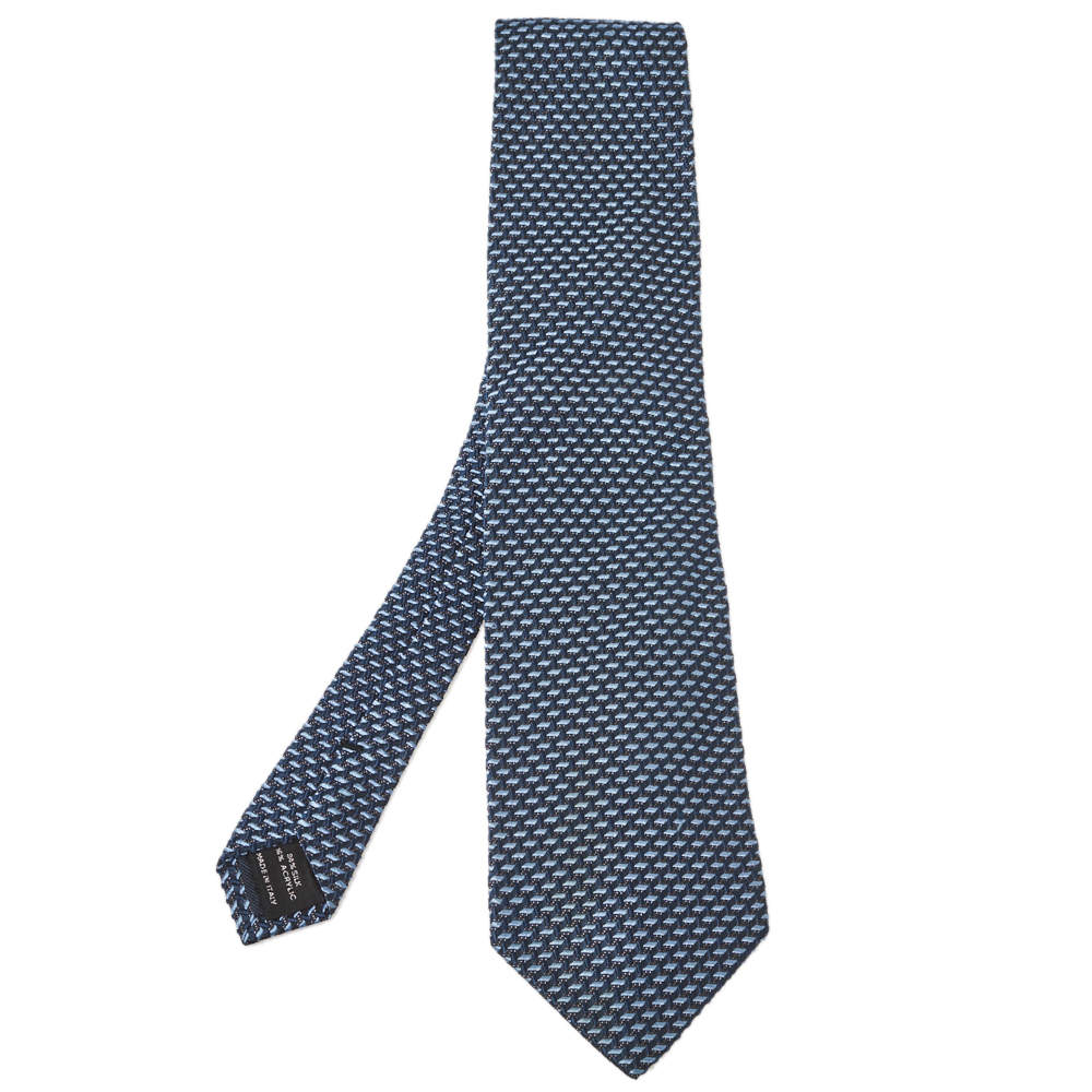 Tom Ford Blue Silk Blend Jacquard Tie