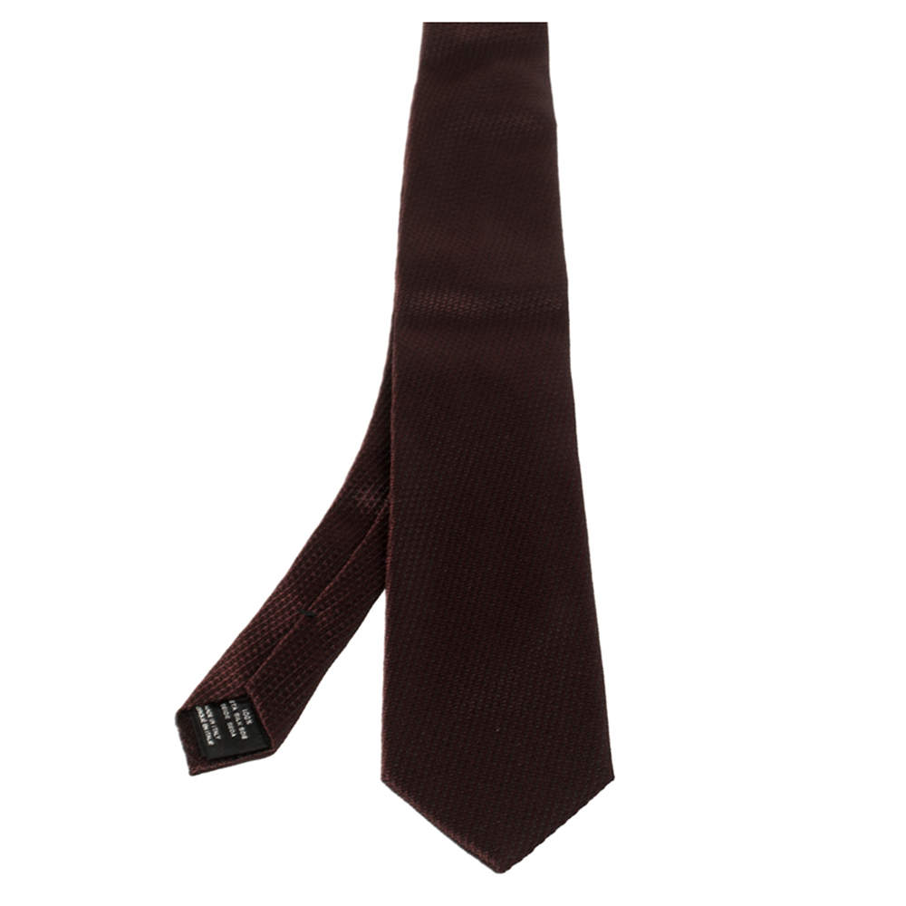 Pre Owned Tom Ford Burgundy Jacquard Silk Tie