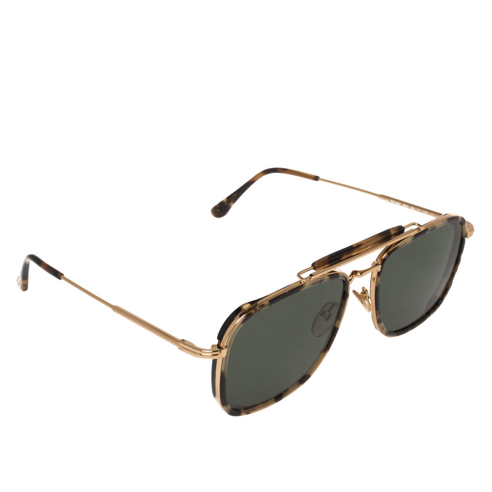 مملوكة مسبقًا Tom Ford Green/Gold Huck TF665 Square Sunglasses 