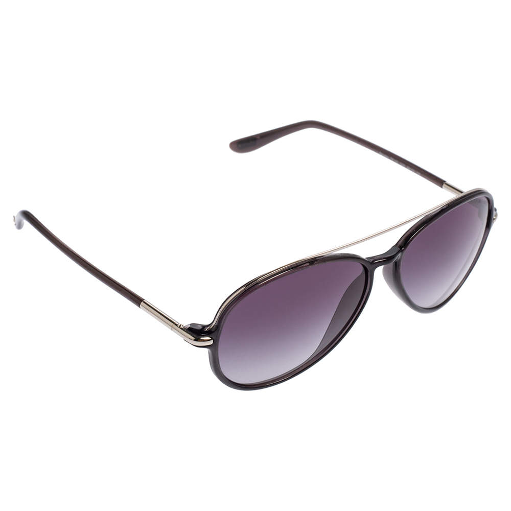 Tom Ford Black Acetate Romane TF149 Gardient Aviator Sunglasses