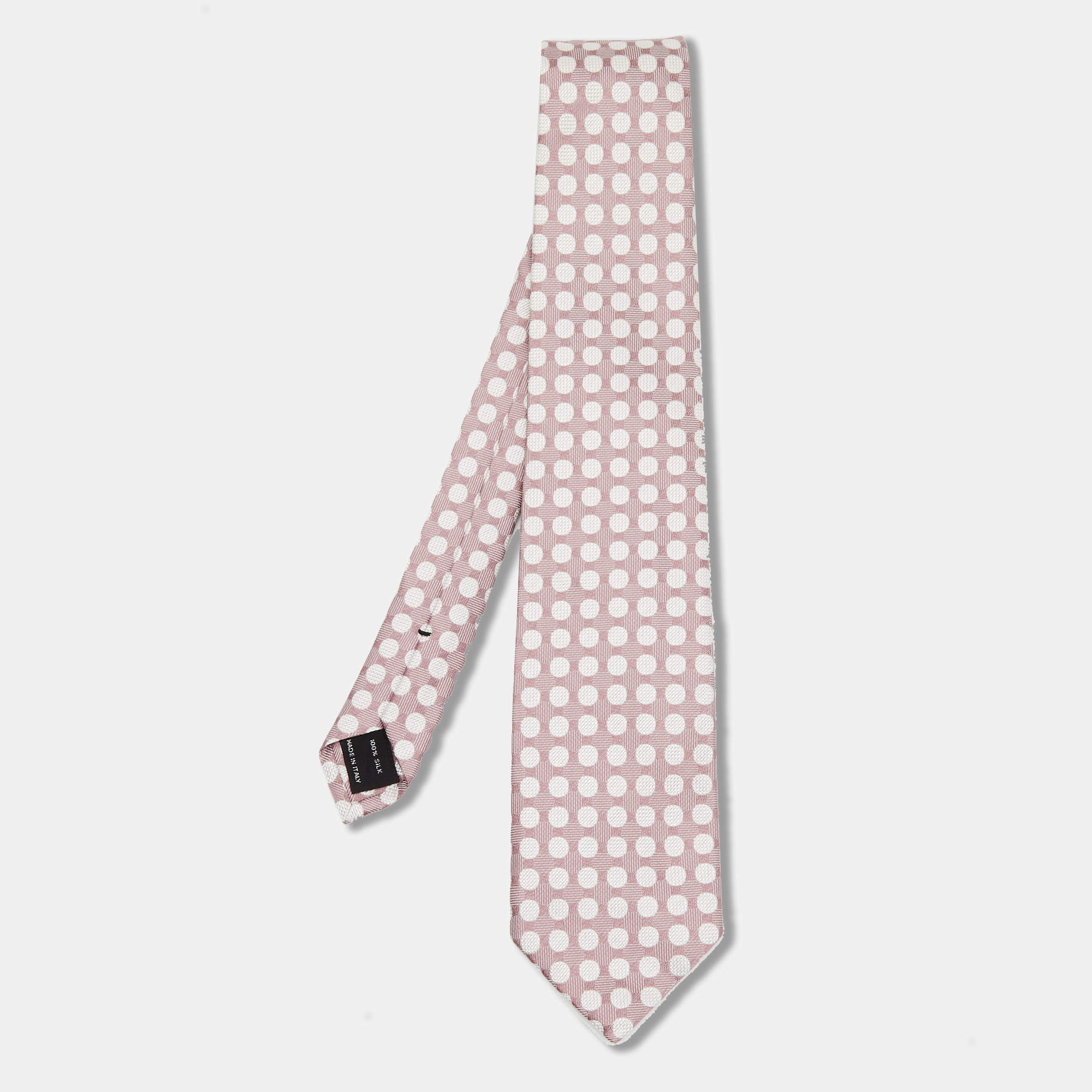 Pre Owned Tom Ford Pale Pink Polka Dot Jacquard Silk Tie