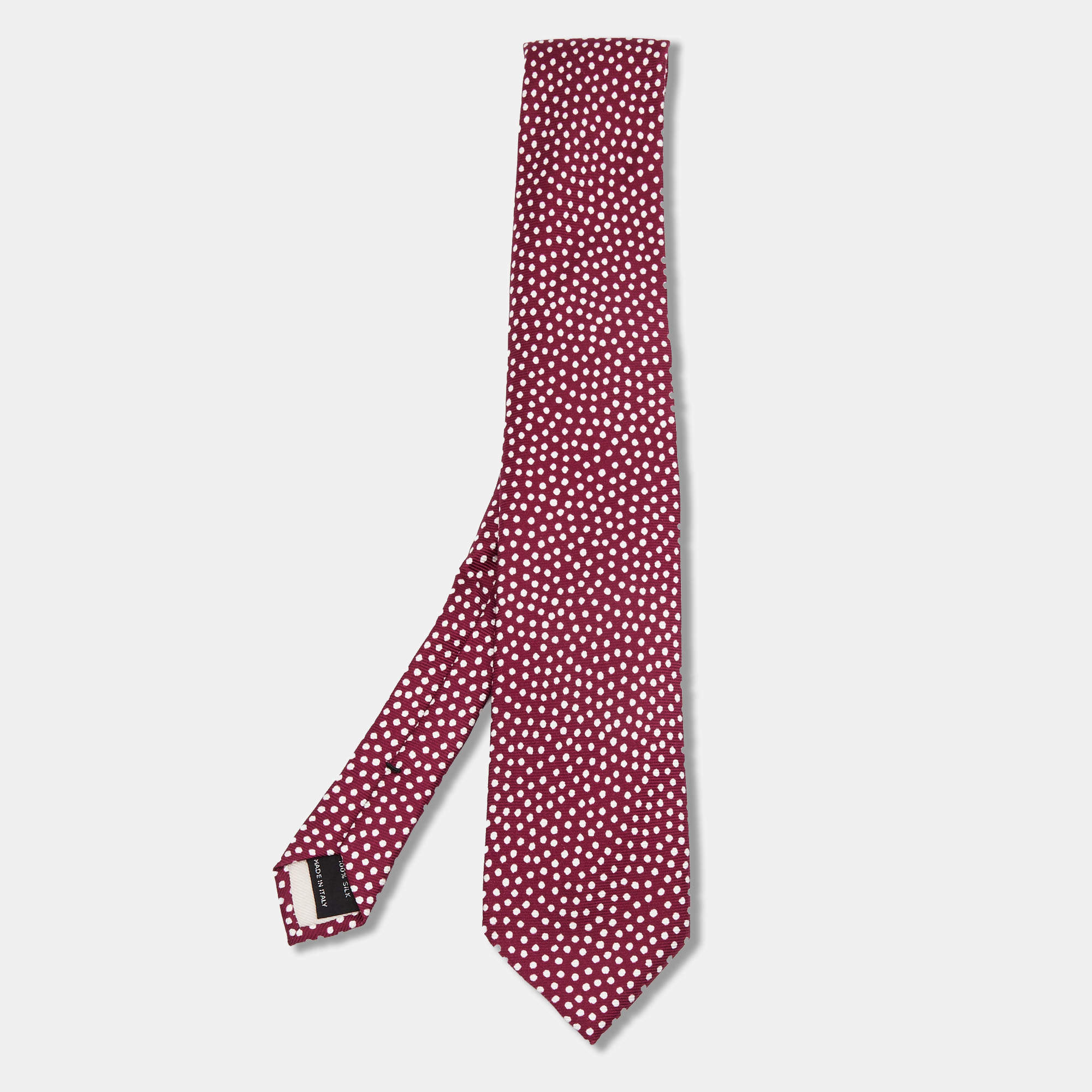 Pre Owned Tom Ford Dark Pink Polka Dot Print Silk Tie