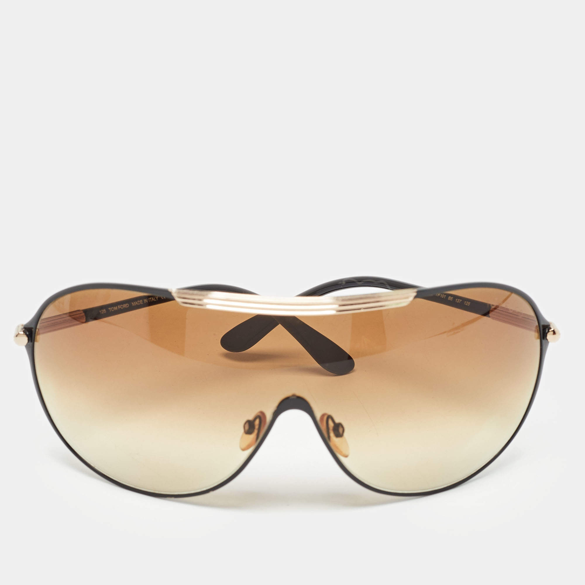 Tom Ford Brown Gradient Rex TF101 Shield Sunglasses