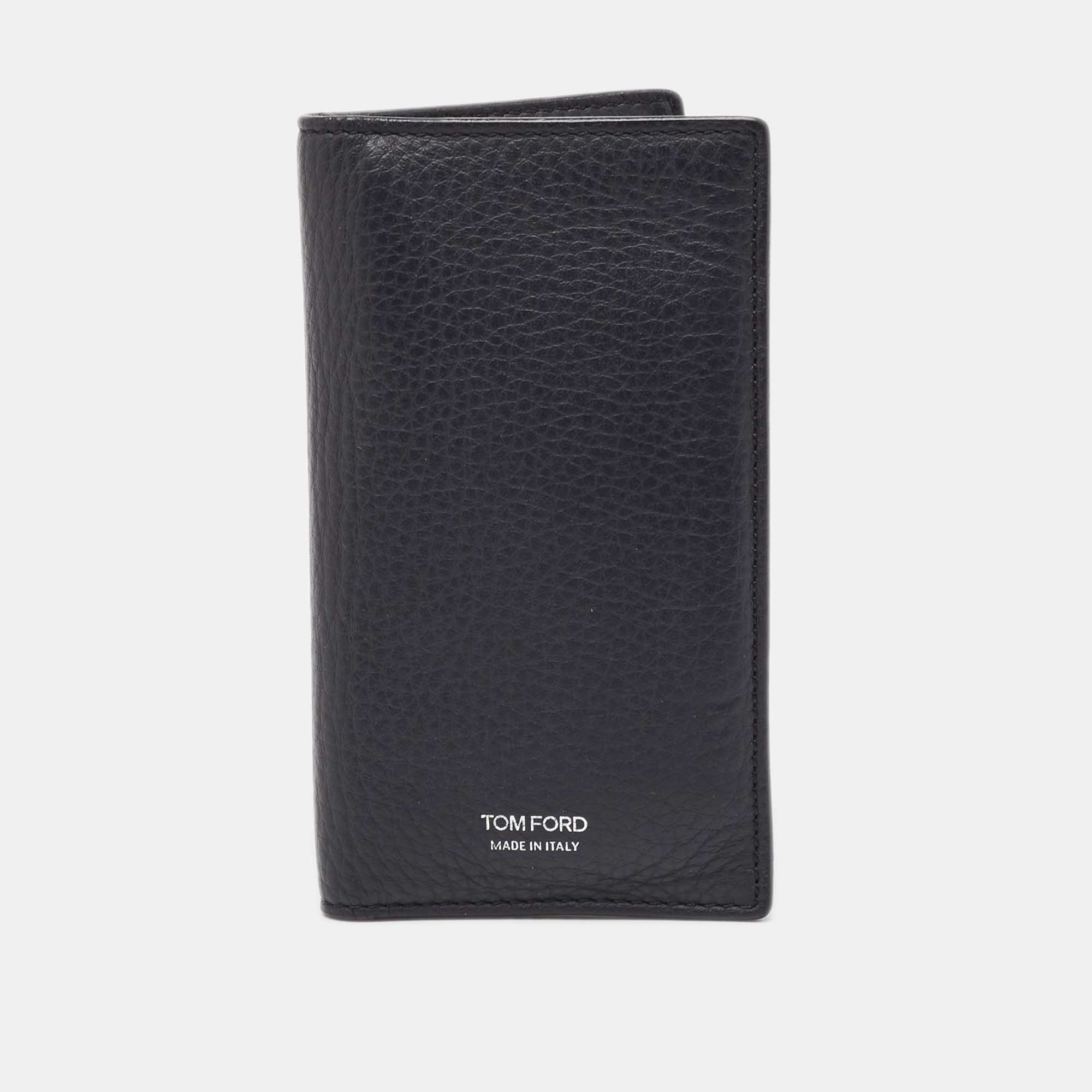 Tom Ford Navy Blue Leather Bifold Card Case