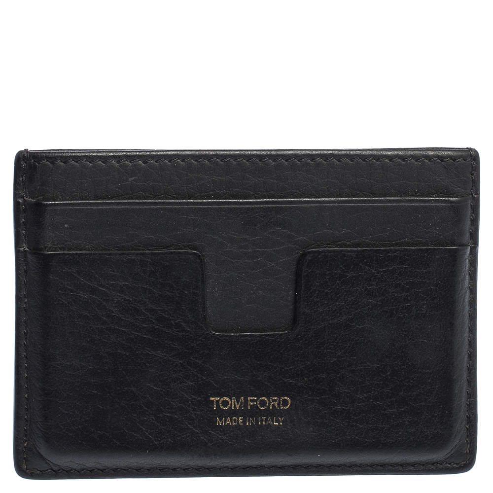 Tom Ford Black Leather T Line Card Holder