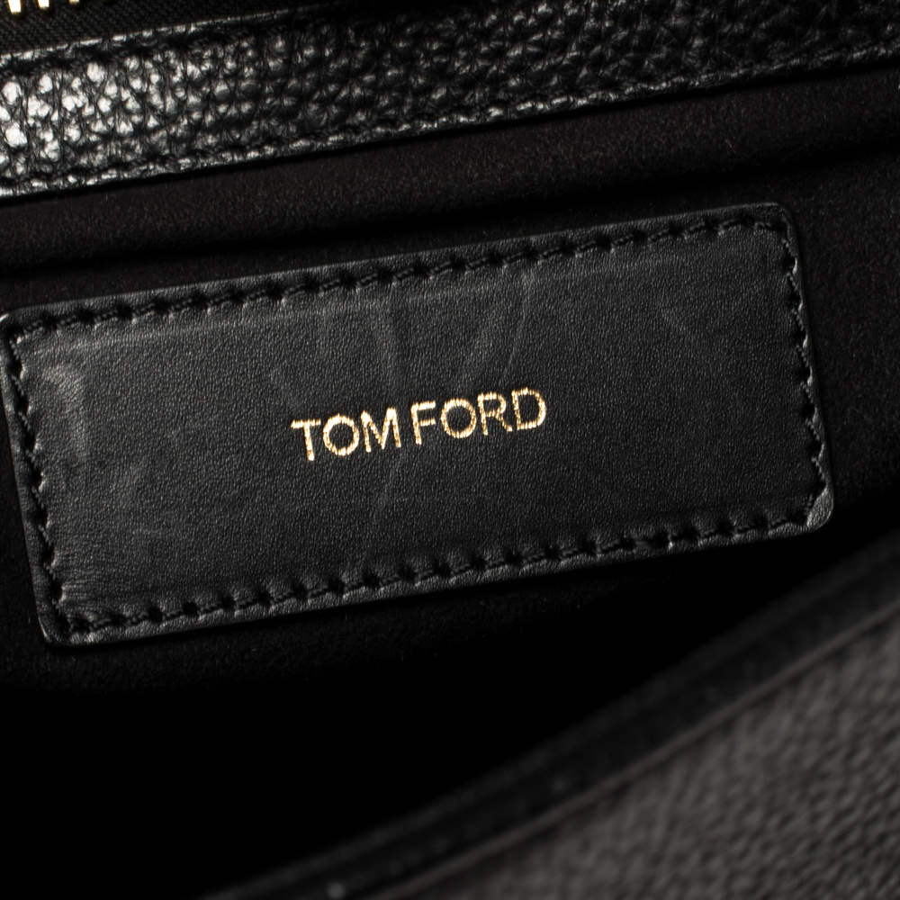 Tom Ford Black Grained Leather Buckley Flap Messenger Bag Tom Ford