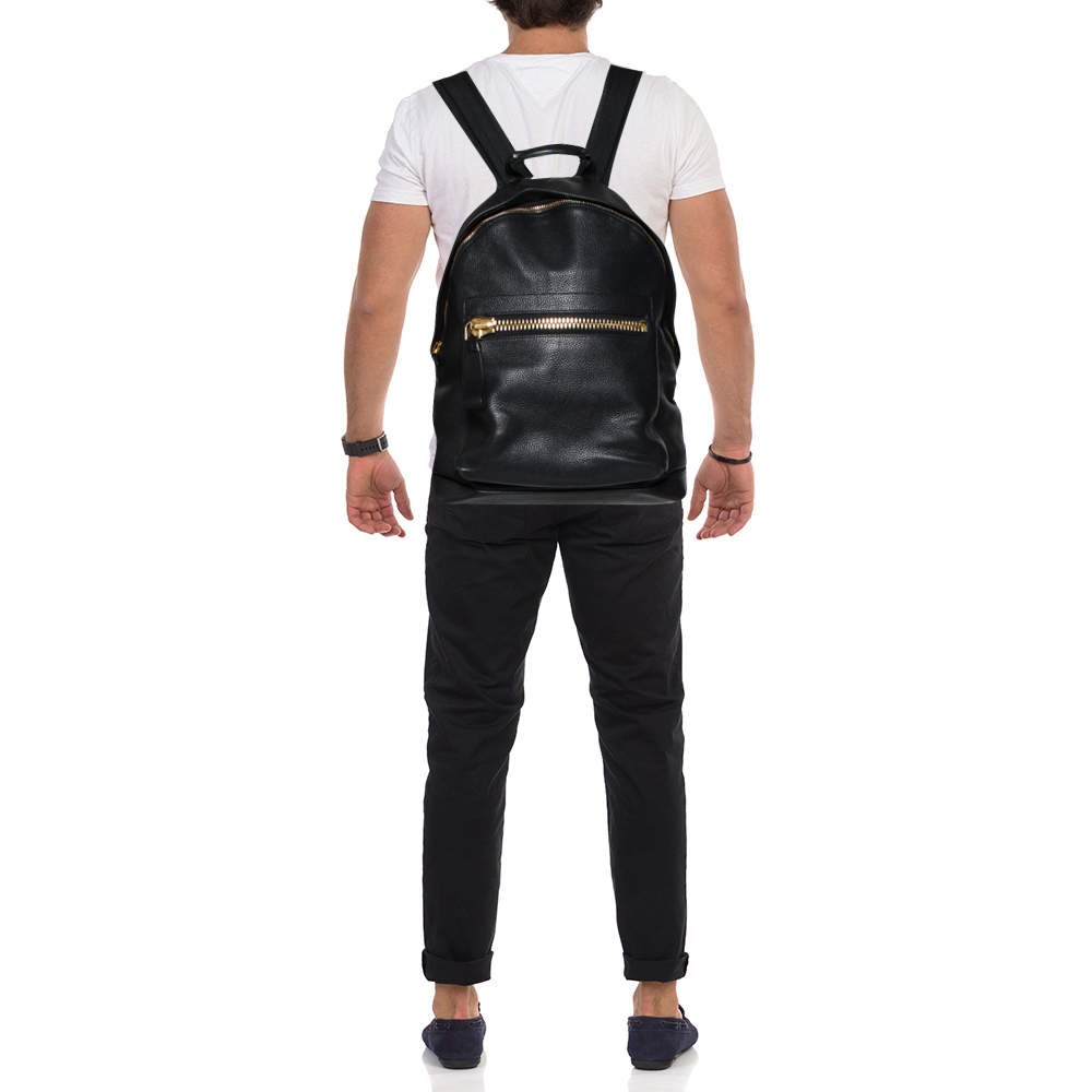 Tom Ford Black Grained Leather Buckley Backpack Tom Ford TLC