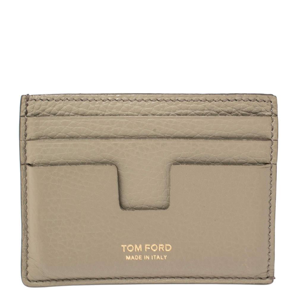 Tom Ford khaki Green Leather T Bar Card Holder