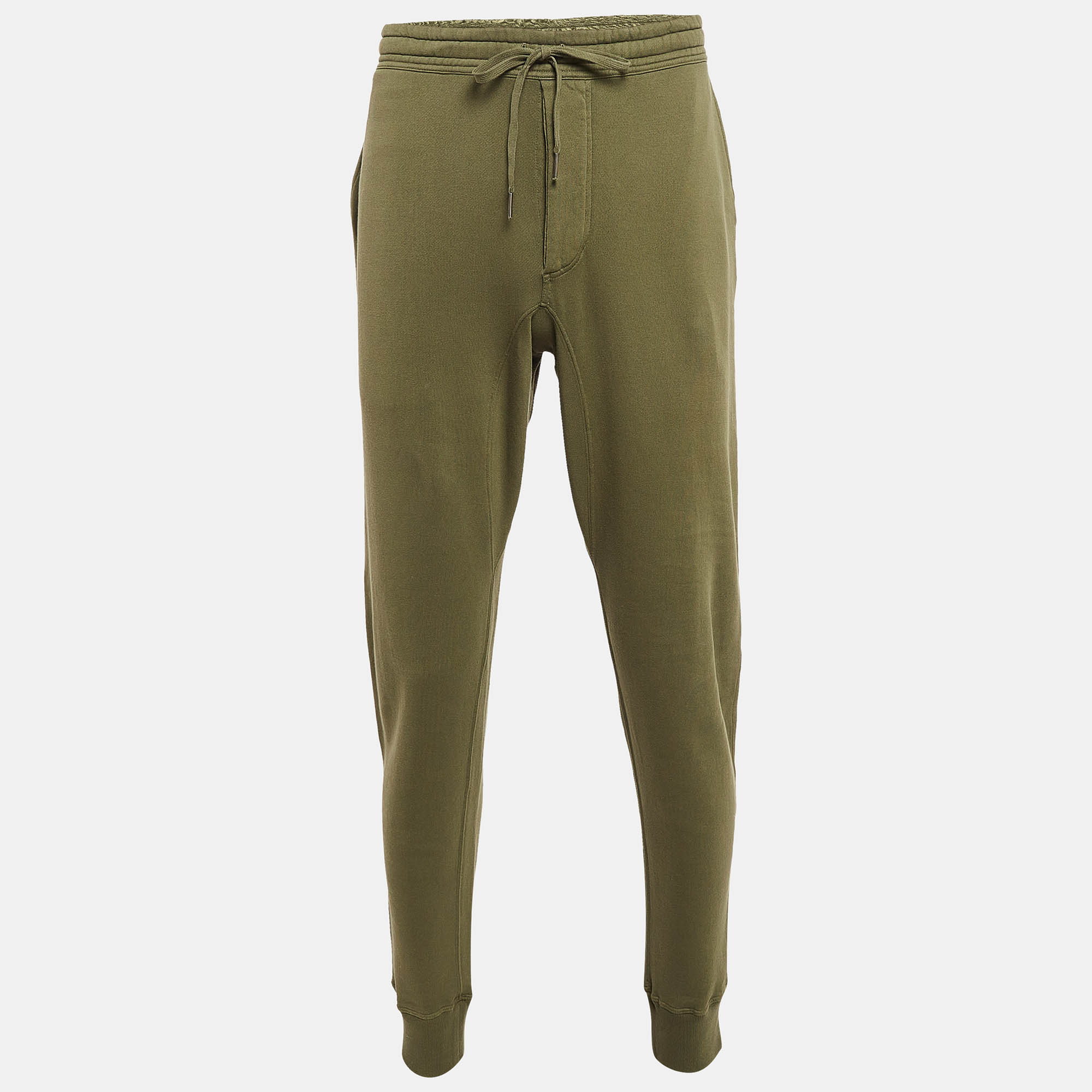 Tom Ford Olive Green Cotton Knit Regular Fit Sweatpants M