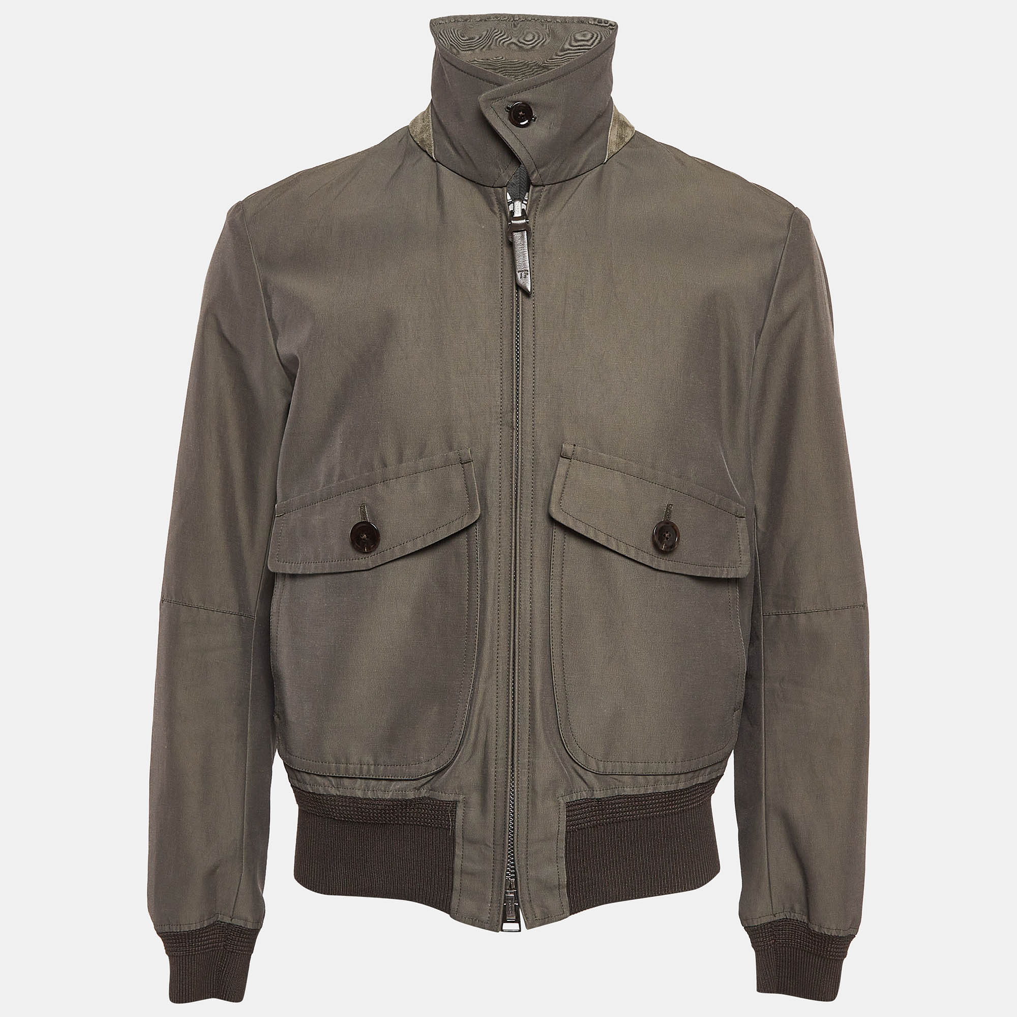 Pre Owned Tom Ford Green Cotton Blend Zip-Up Jacket L