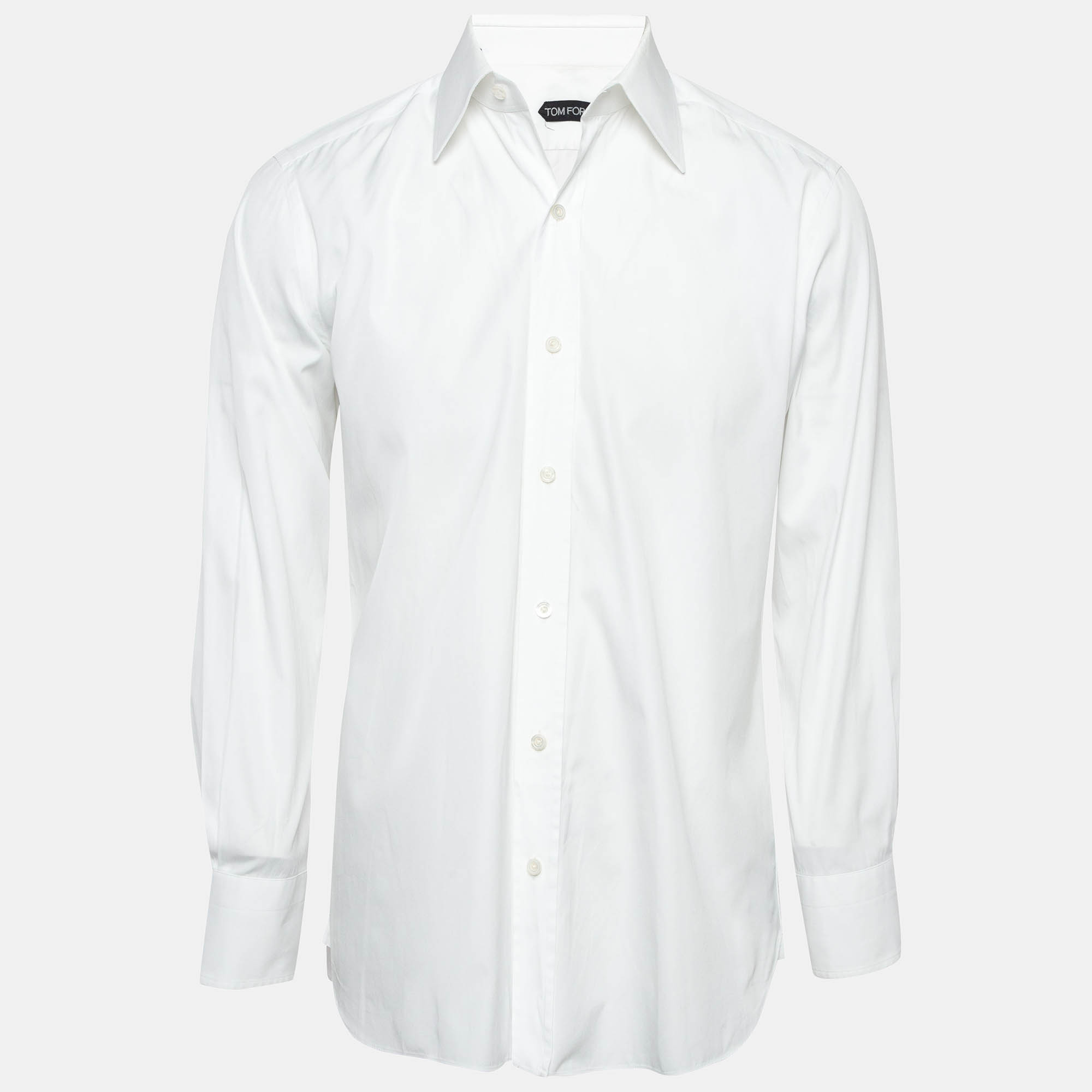Tom Ford White Poplin Cotton Buttoned Up Shirt L