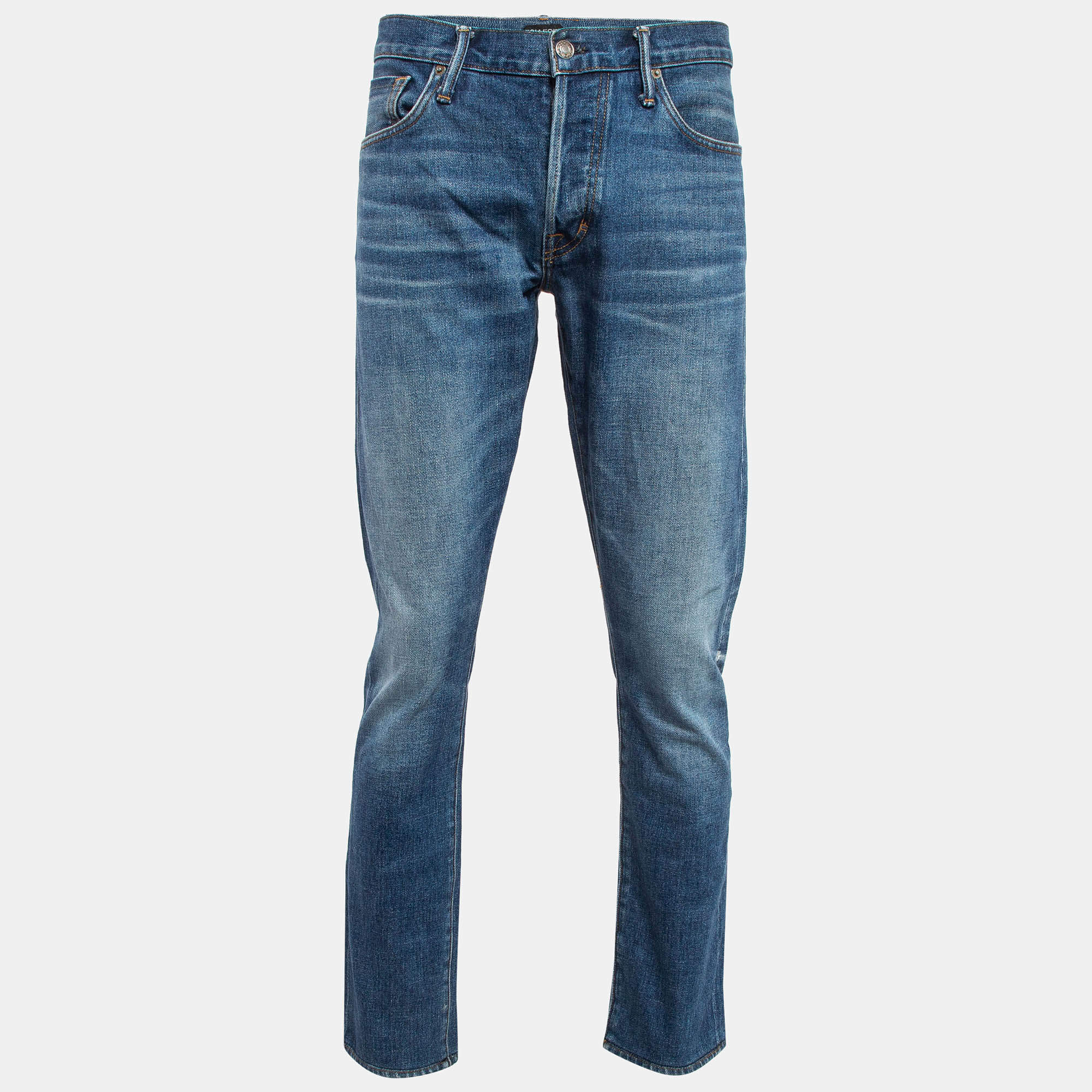 Tom Ford Blue Washed Straight Fit Jeans XL (Waist 36)"