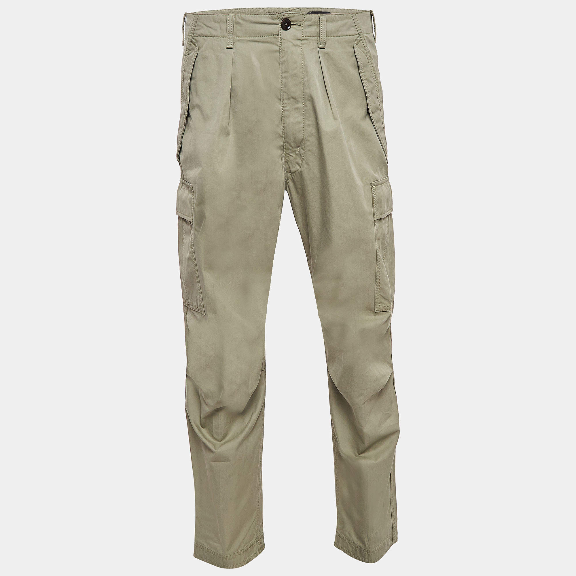 Pre Owned Tom Ford Light Green Cotton Cargo Pants M