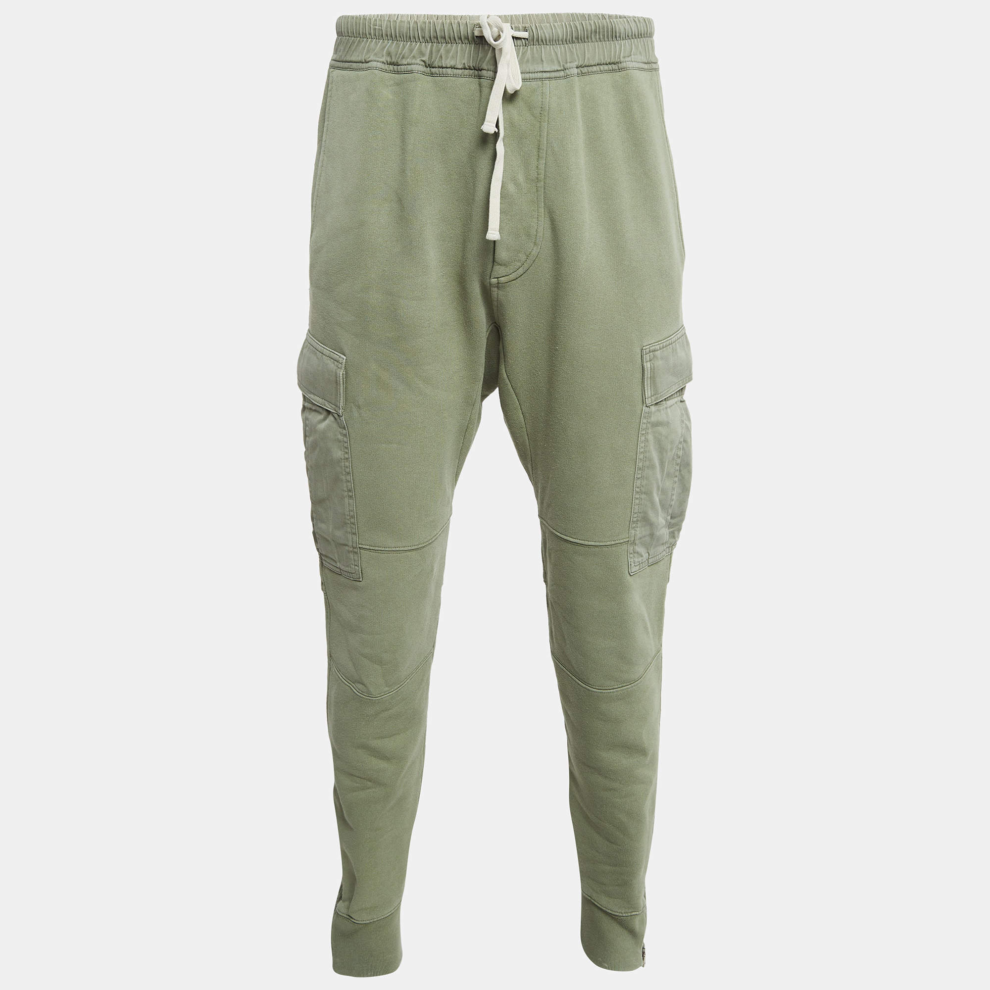 Pre Owned Tom Ford Sage Green Cotton Cargo Pants S