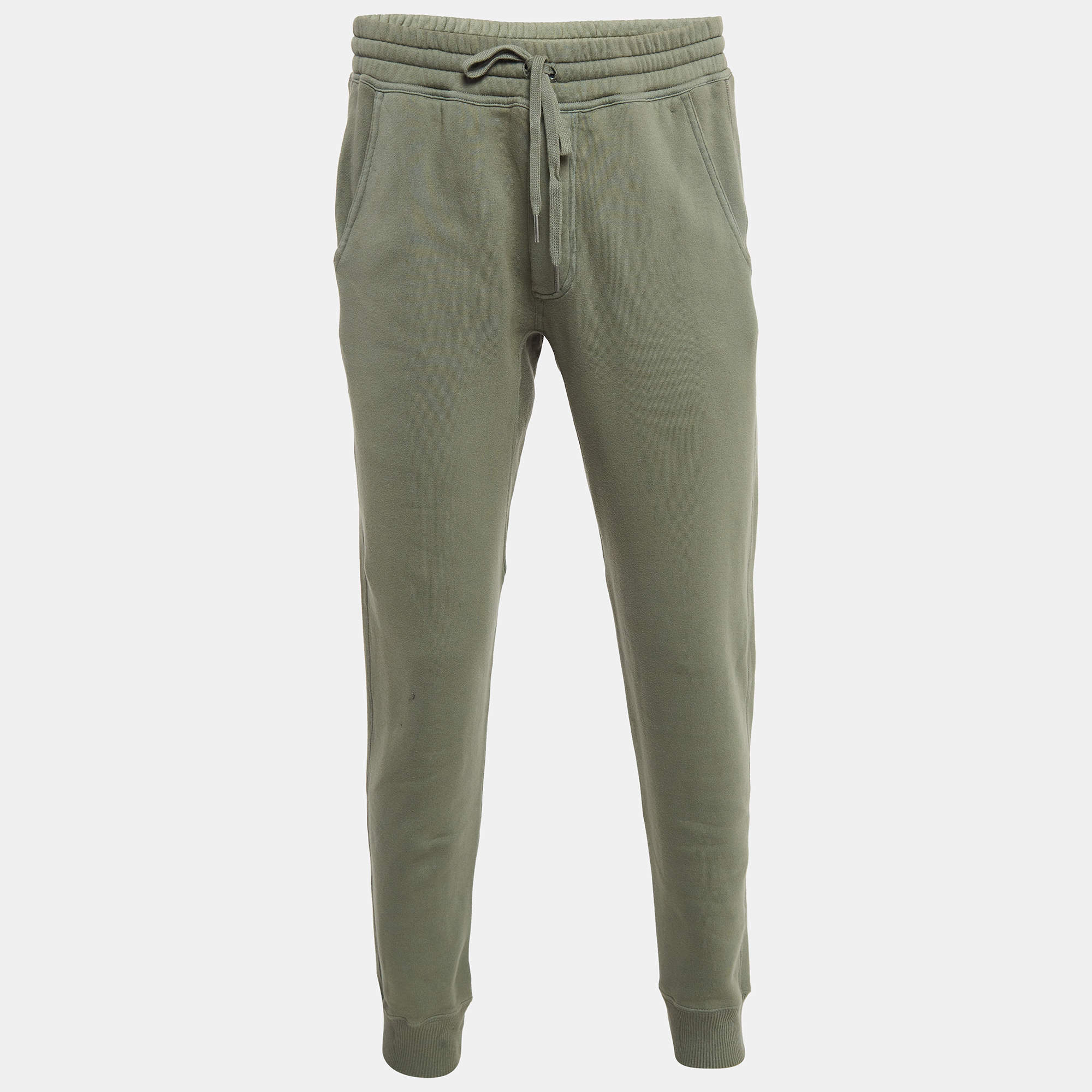 Tom Ford Green Cotton Knit Drawstring Joggers M