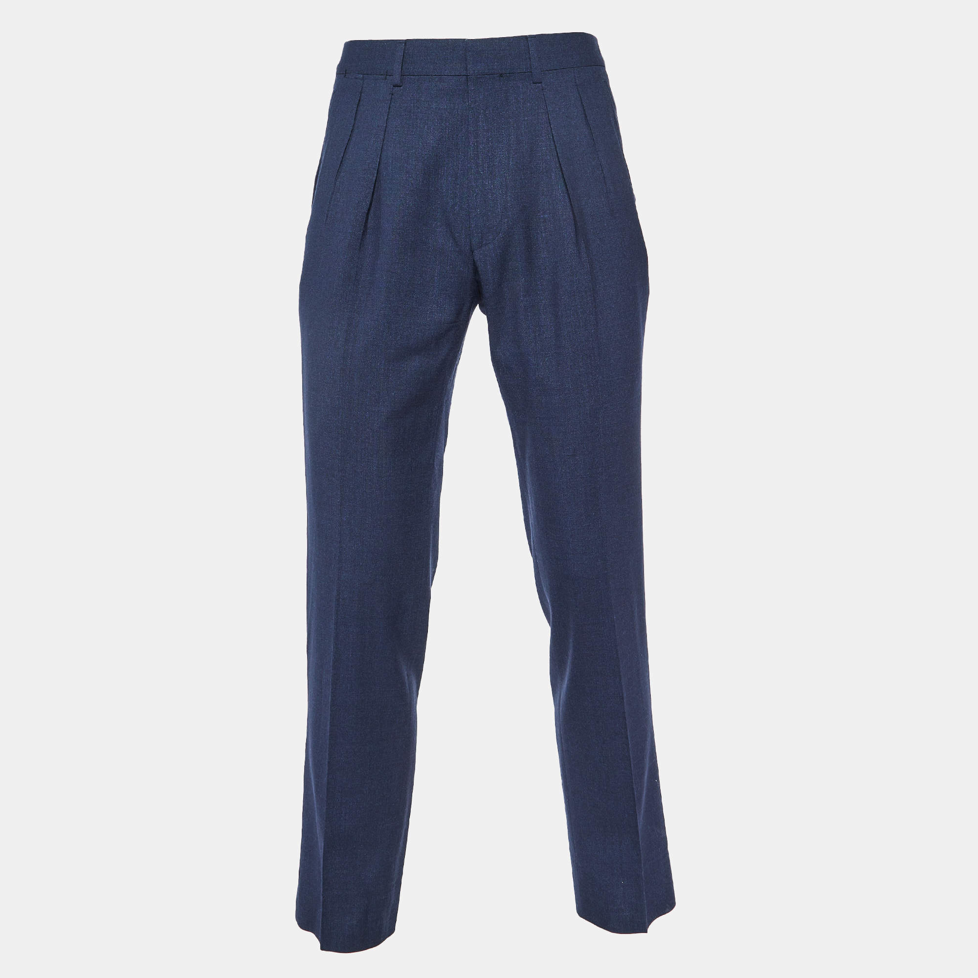 Tom Ford Dark Blue Wool & Silk Regular Fit Trousers S