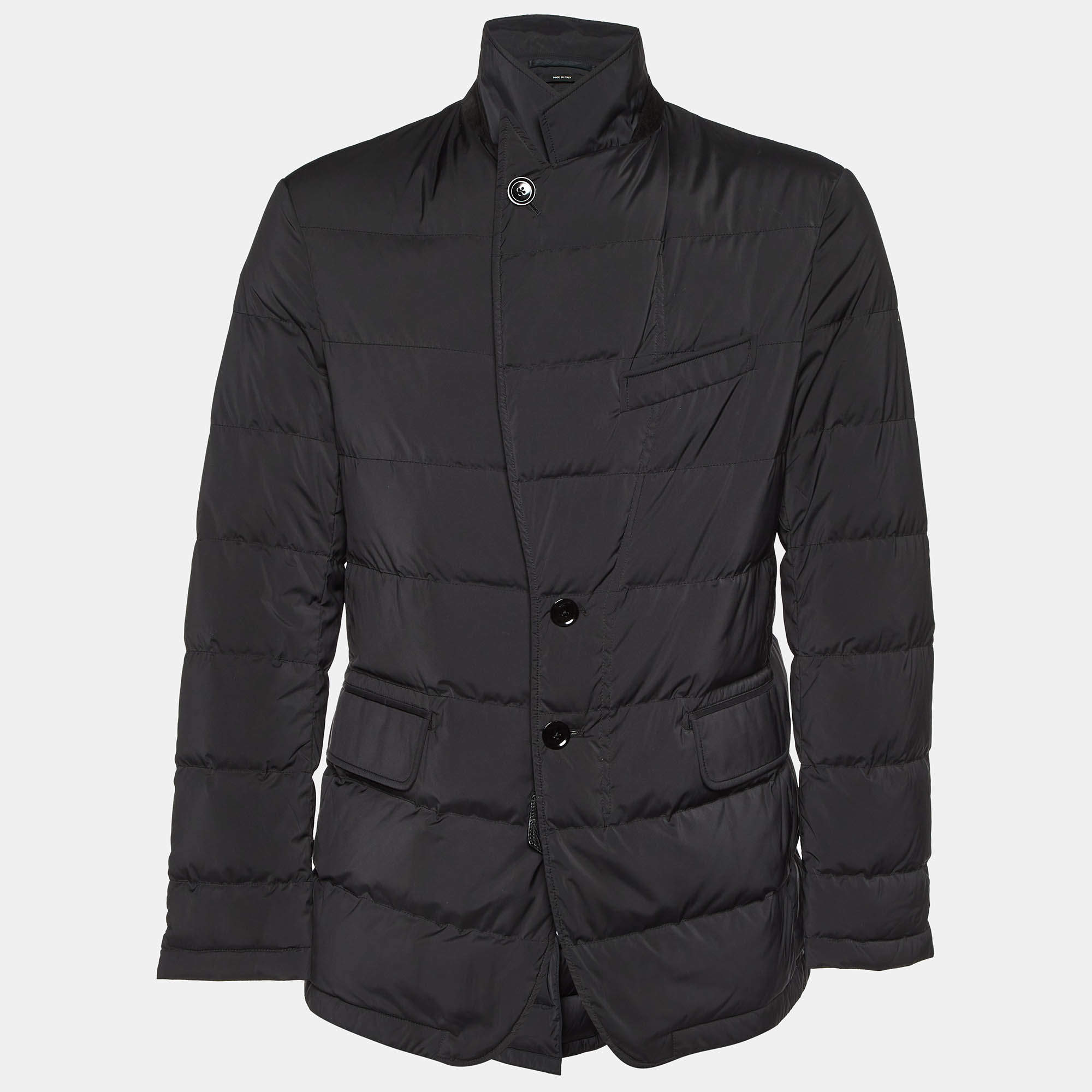 Tom Ford Black Synthetic Zip-Up Puffer Jacket XL