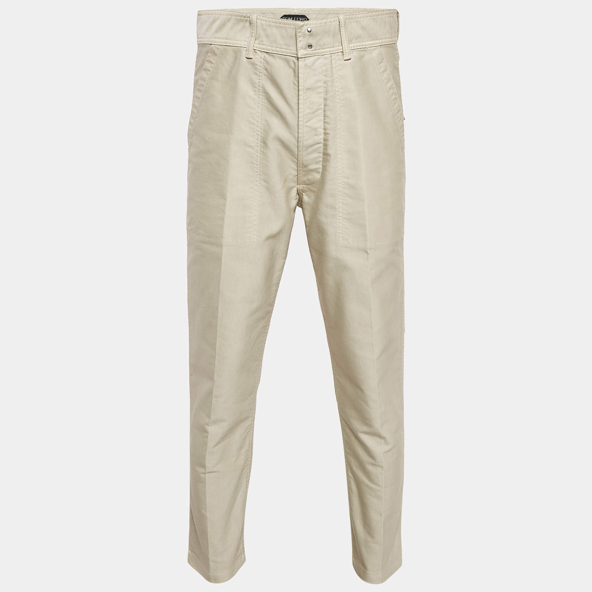 Tom Ford Grey Cotton Slim Fit Trousers M