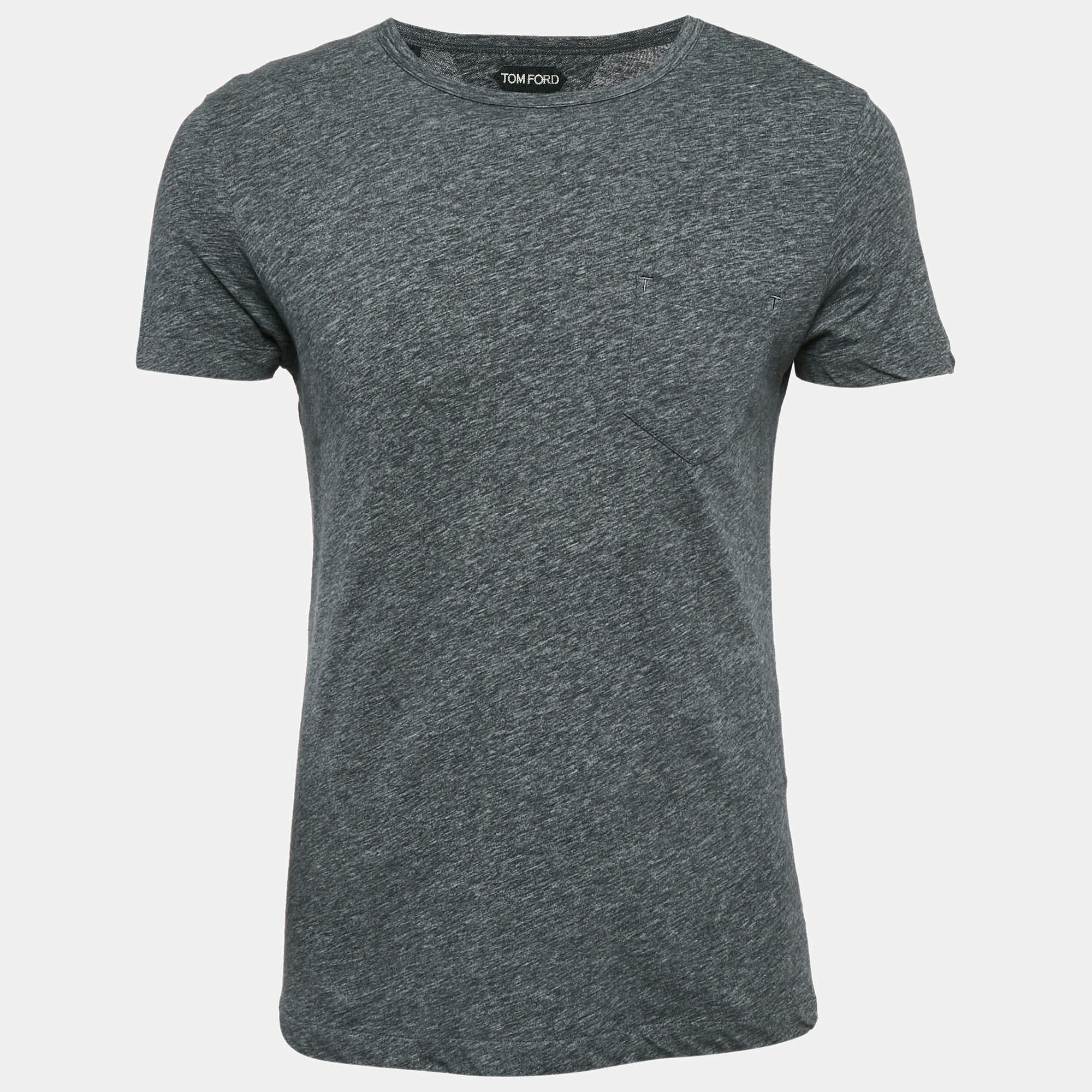 Tom Ford Dark Grey Cotton Crew Neck T-Shirt M