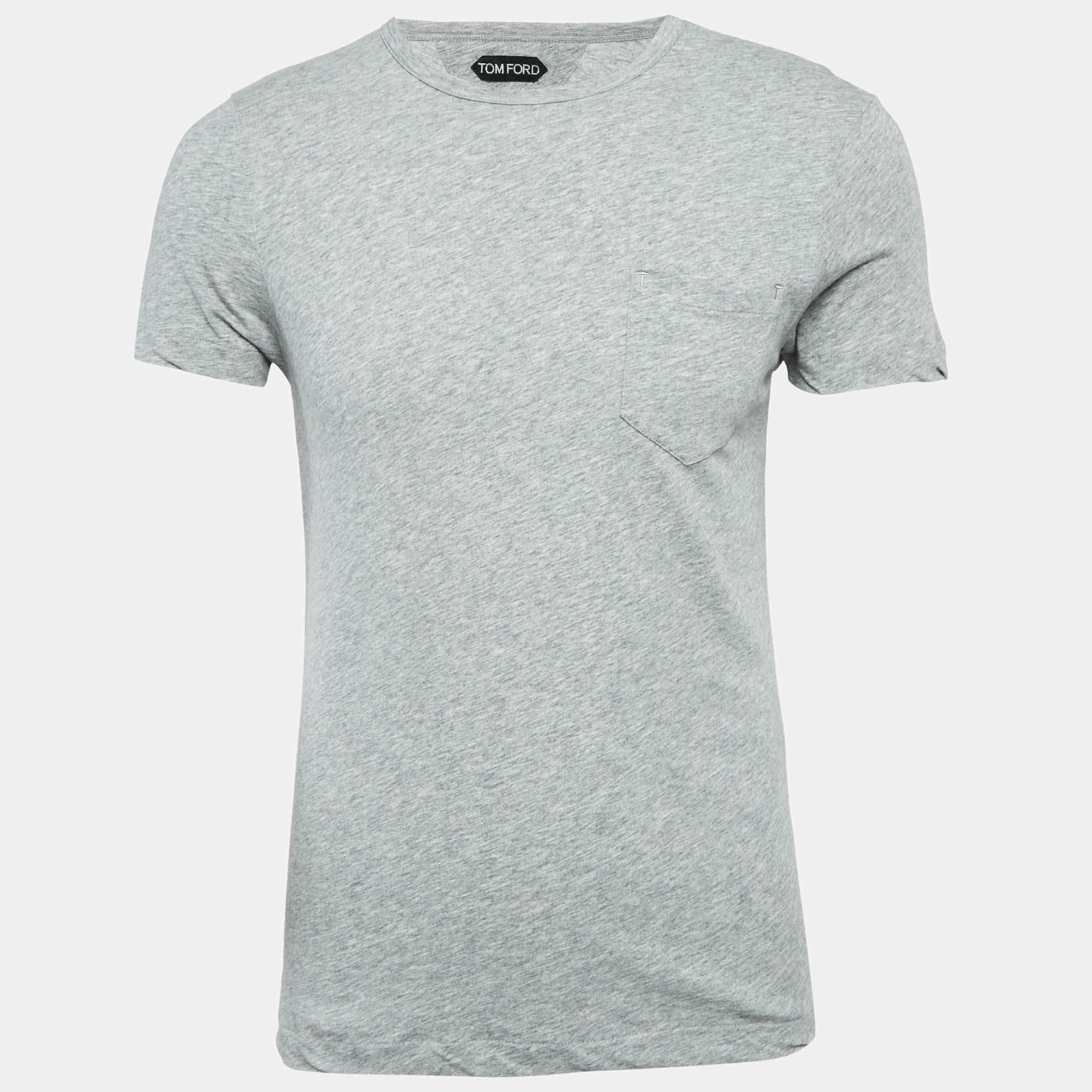 مملوكة مسبقًا Tom Ford Light Grey Cotton Crew Neck T-Shirt M