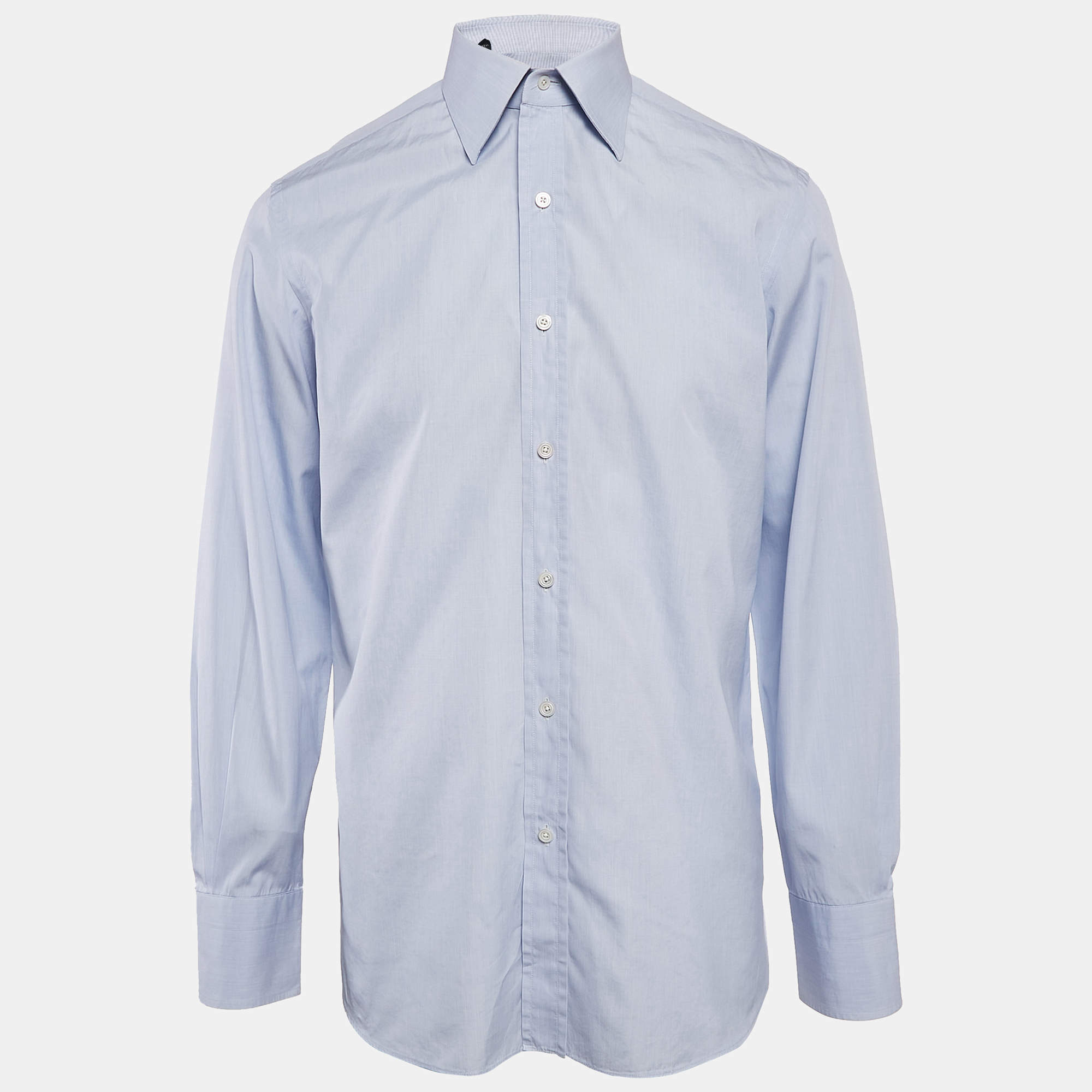 Tom Ford Blue Cotton Button Front Shirt XL