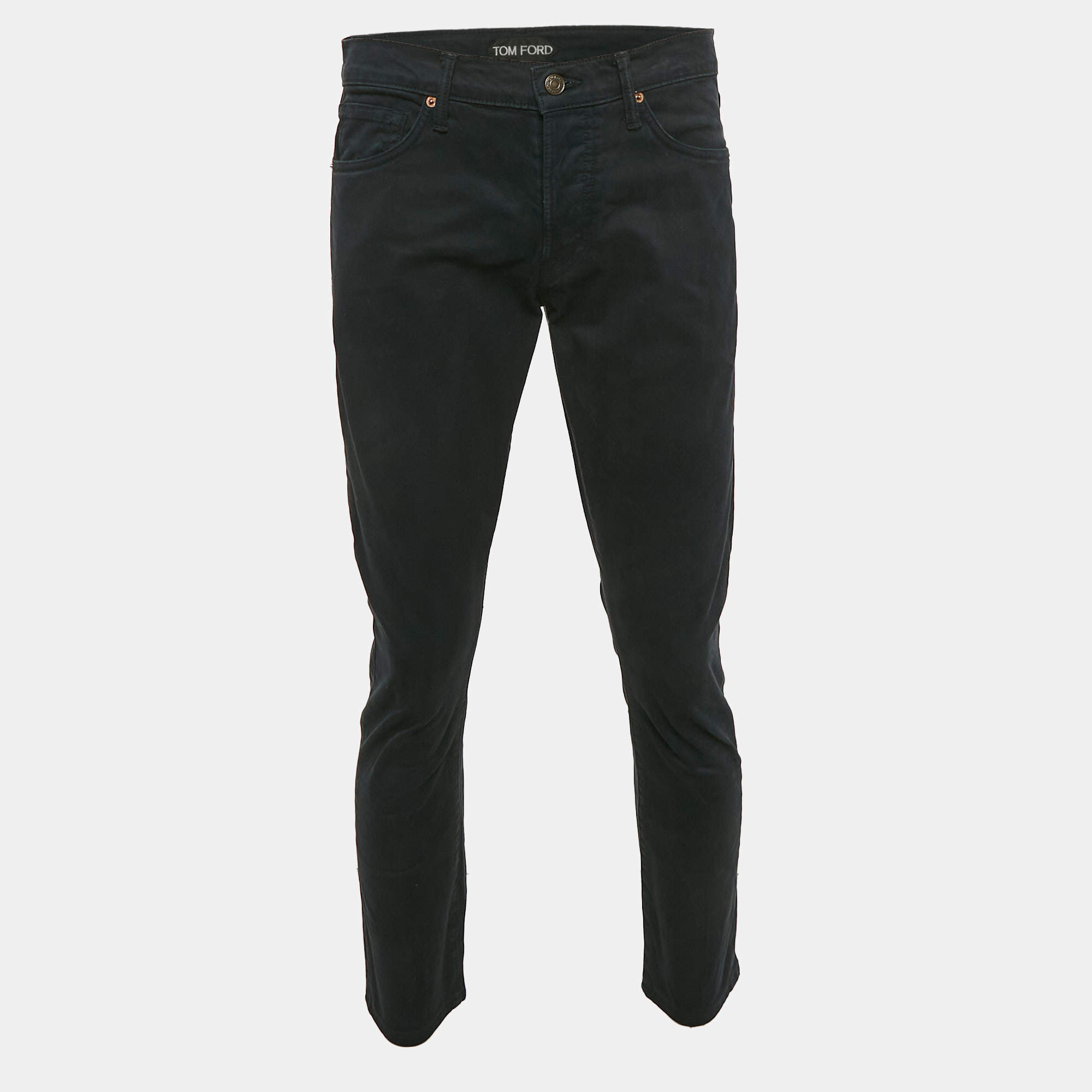 Tom Ford Navy Blue Cotton Drill Slim Jeans Waist 33"