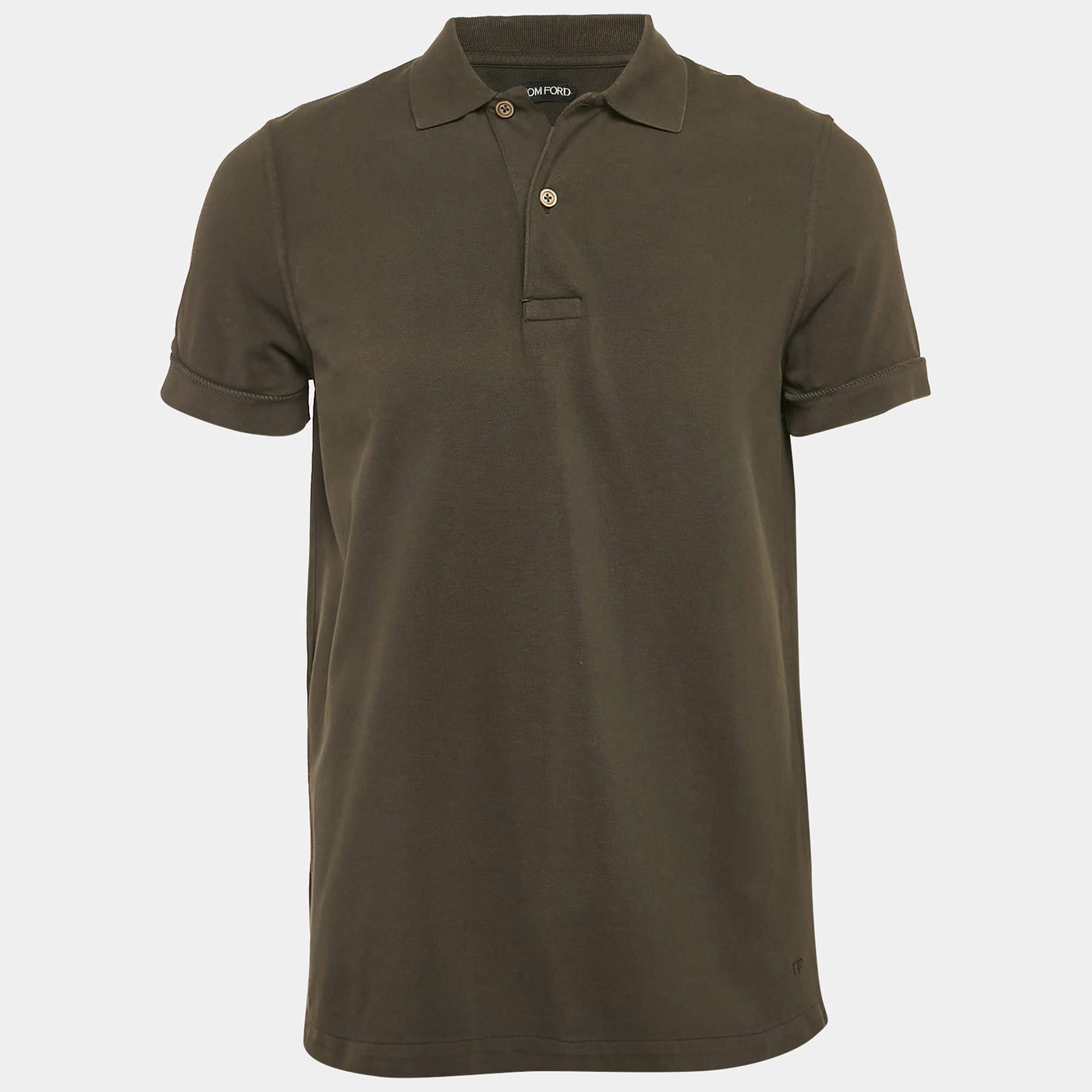 Pre Owned Tom Ford Green Cotton Pique Polo T-Shirt L