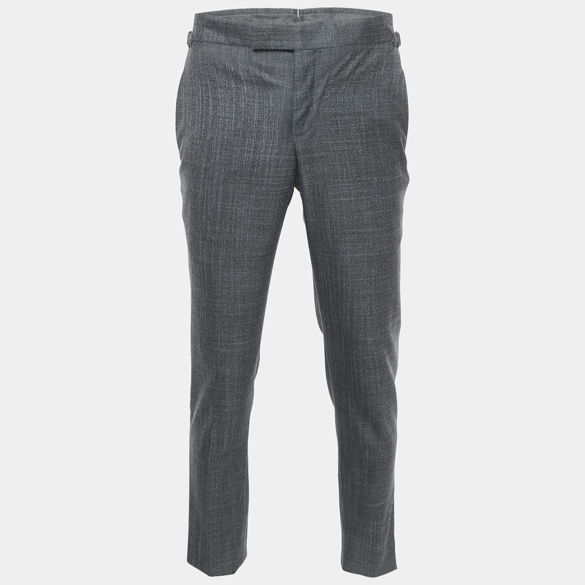 Tom Ford Charcoal Dark Grey Wool Trousers S