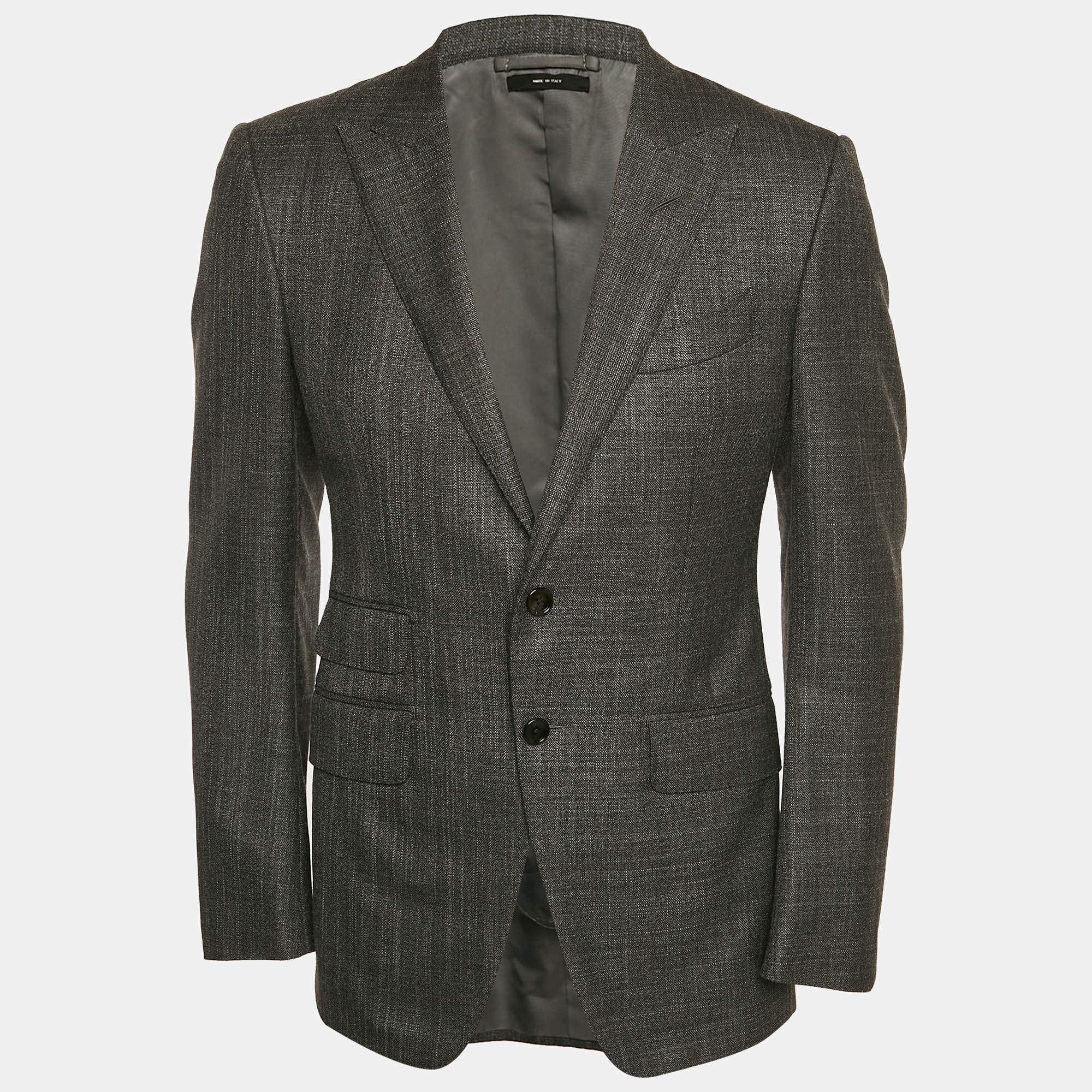 Pre Owned Tom Ford Grey Canvas Wool Single Breasted Blazer S