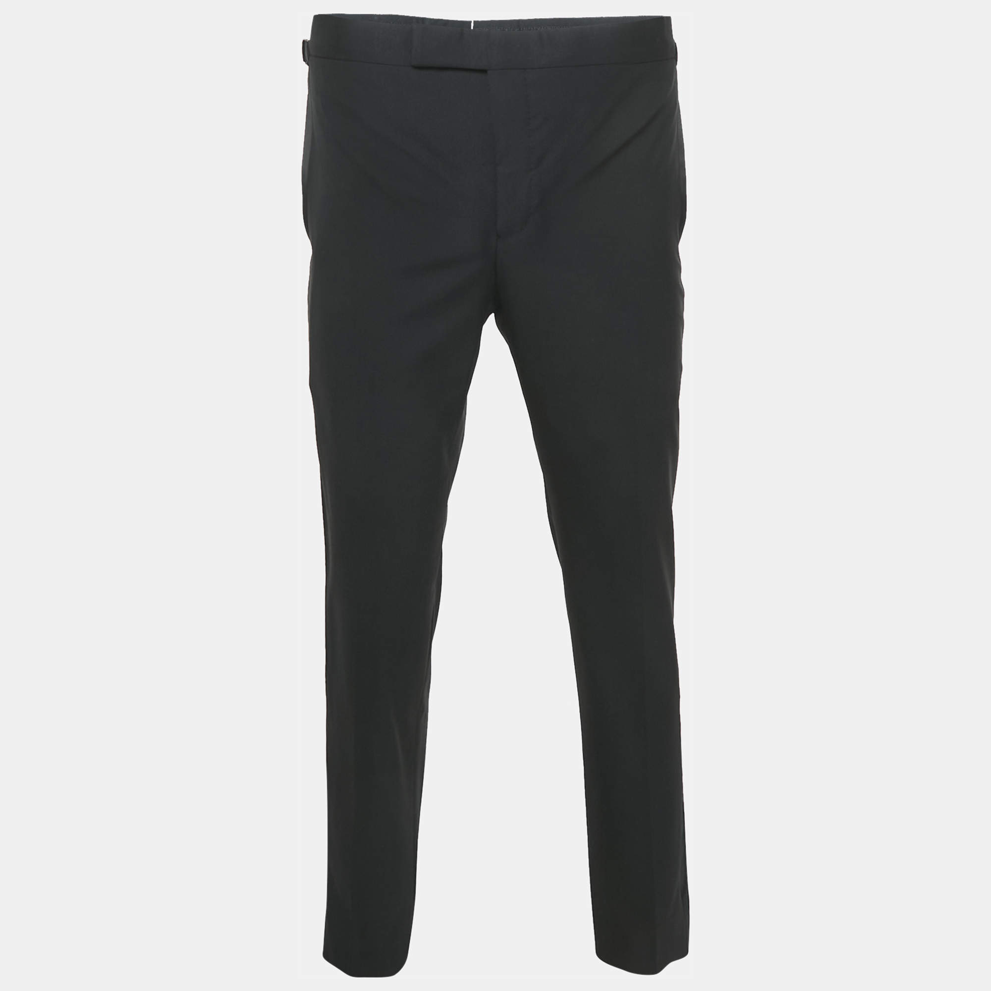Tom Ford Black Wool Side Stripe Formal Trousers M