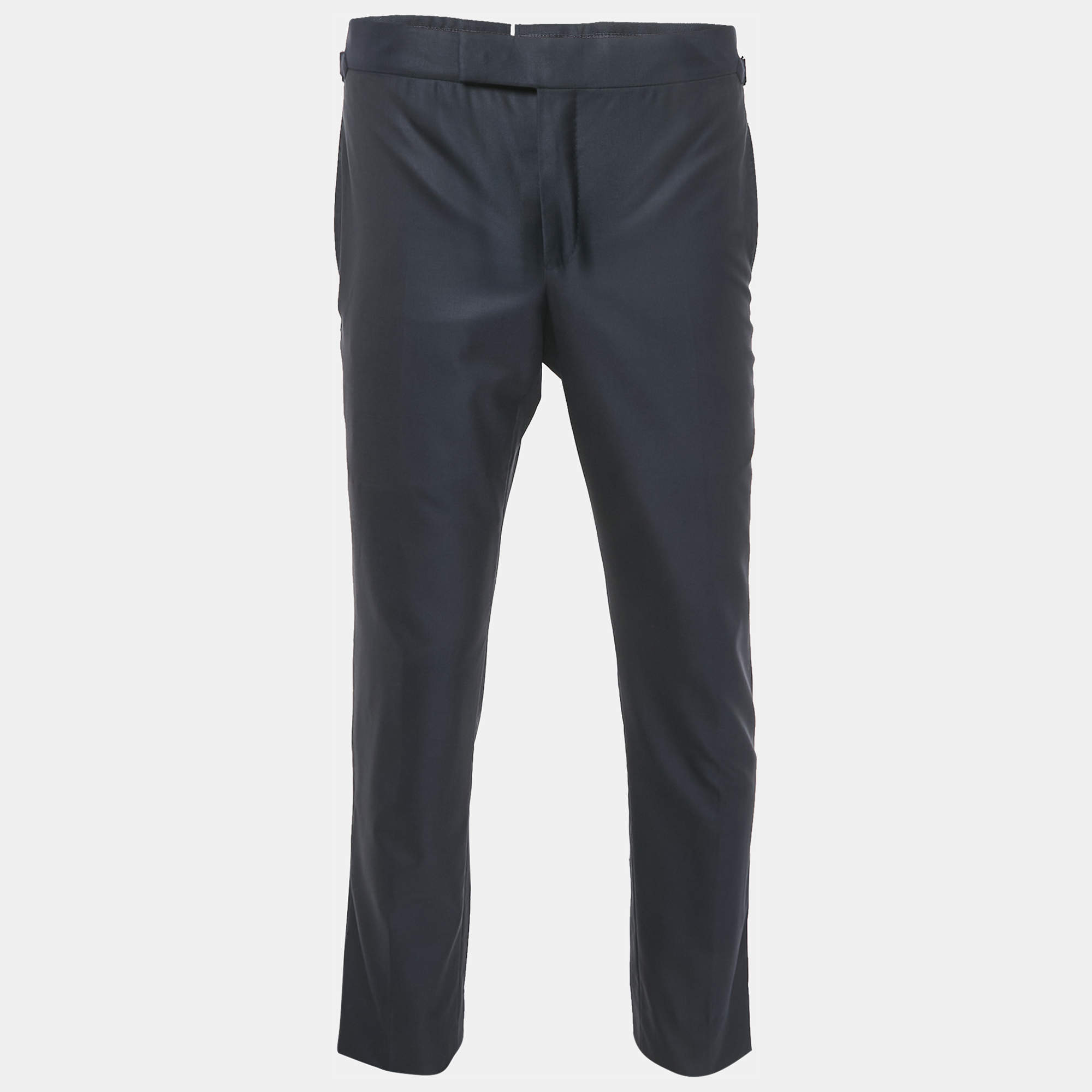مملوكة مسبقًا Tom Ford Navy Blue Wool Formal Trousers S